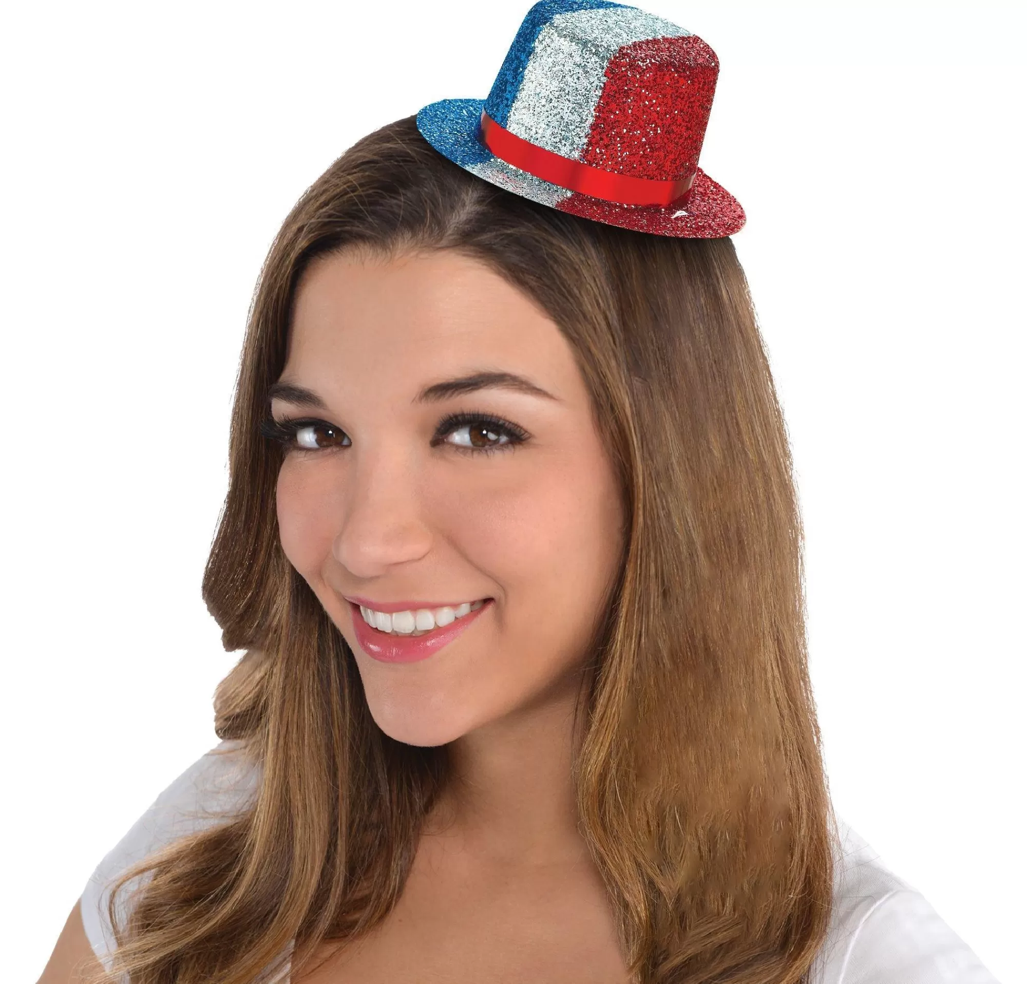 Party City Hats-Glitter Patriotic Mini Top Hat