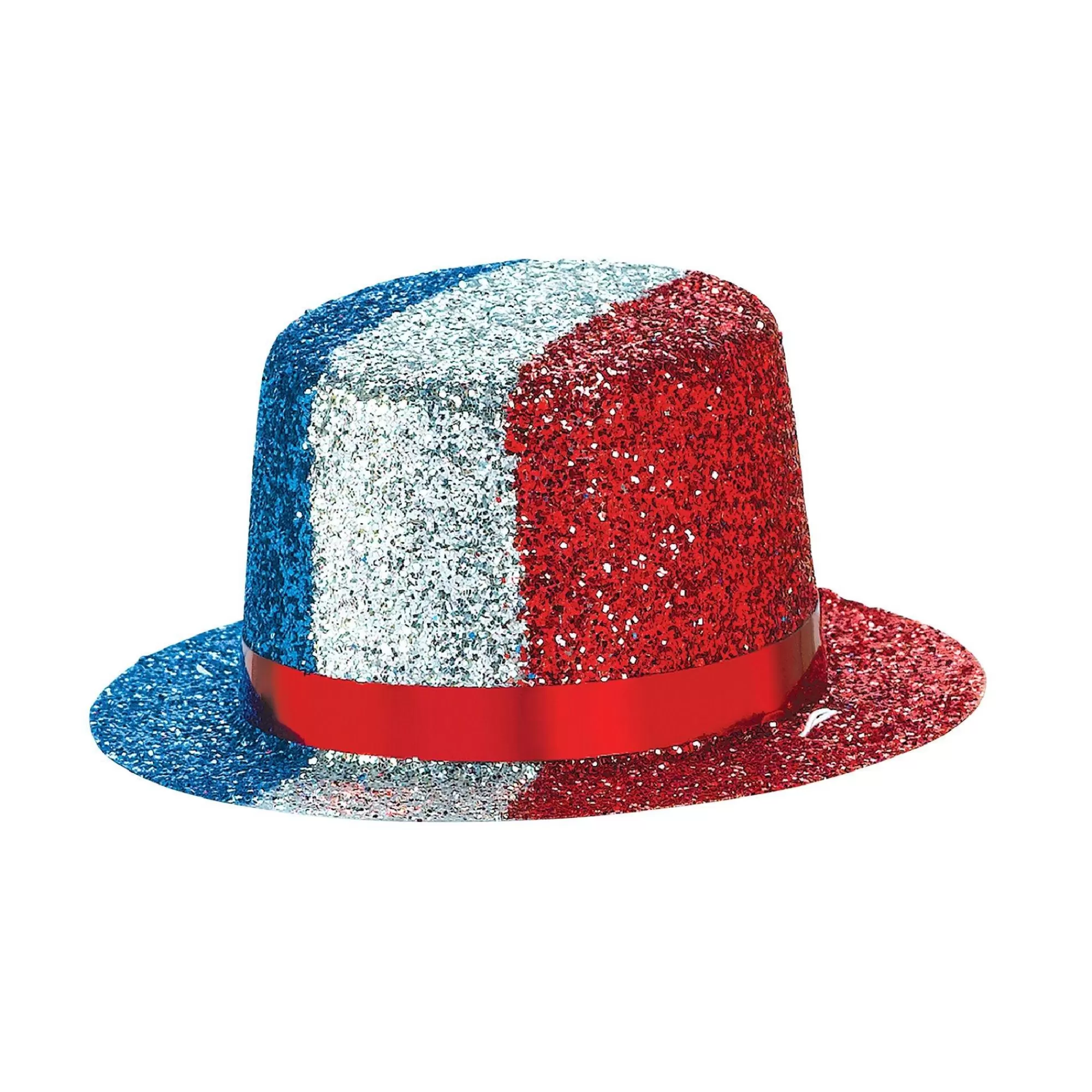 Party City Hats-Glitter Patriotic Mini Top Hat