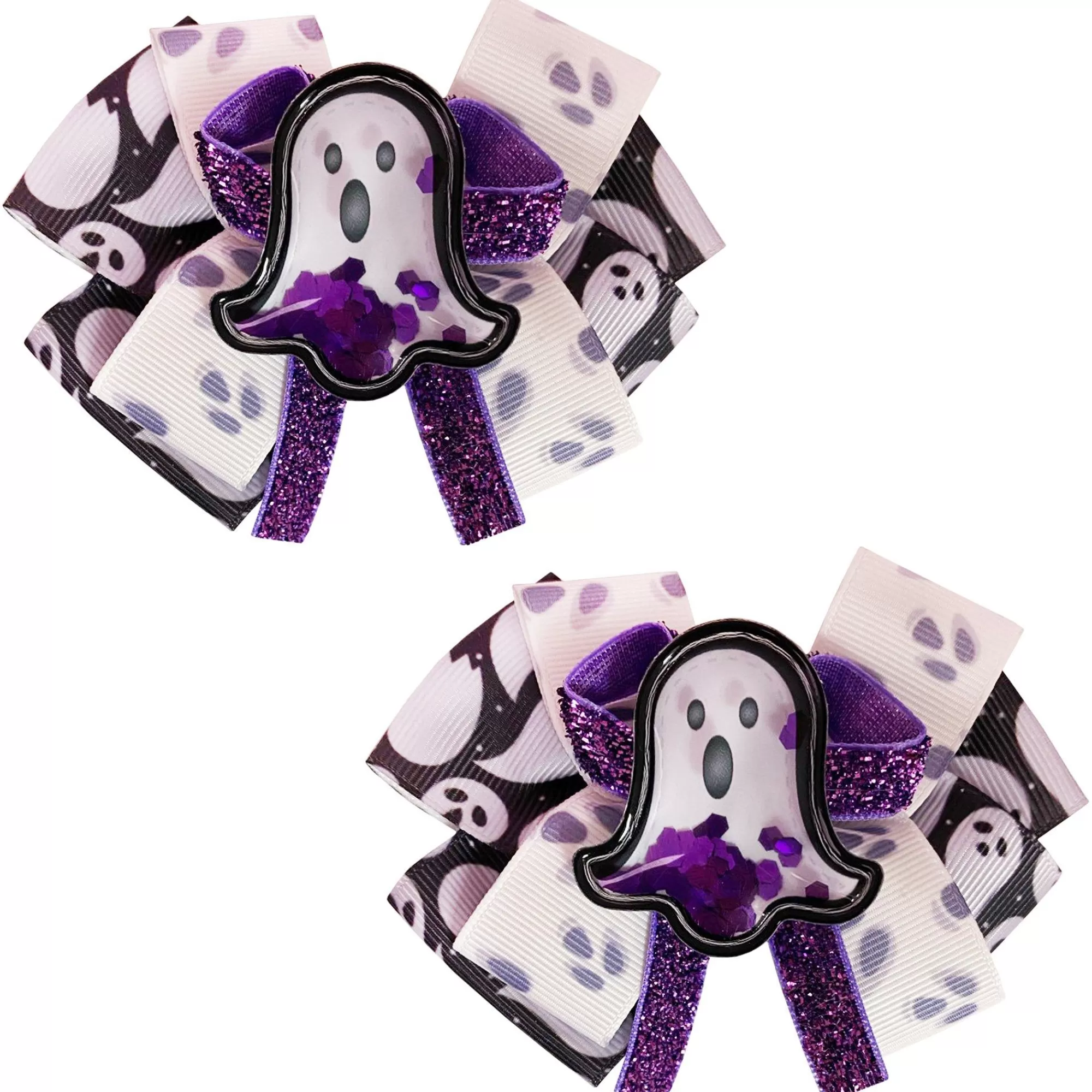 Party City Headbands, Tails-Glitter Shaker Ghost Halloween Hair Bows, 2Ct