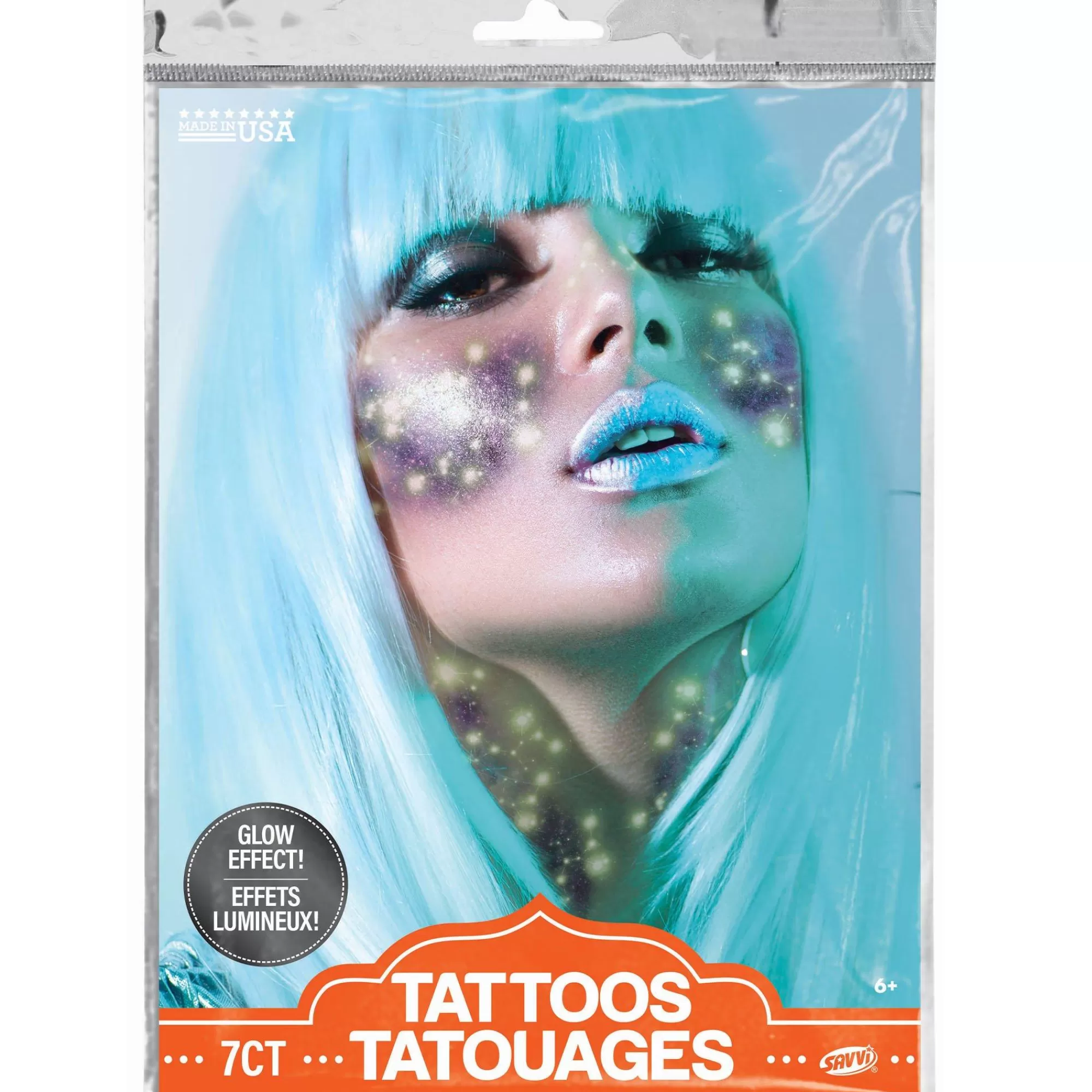 Party City Makeup-Glowing Pretty Galaxy Temporary Tattoos, 7Pc