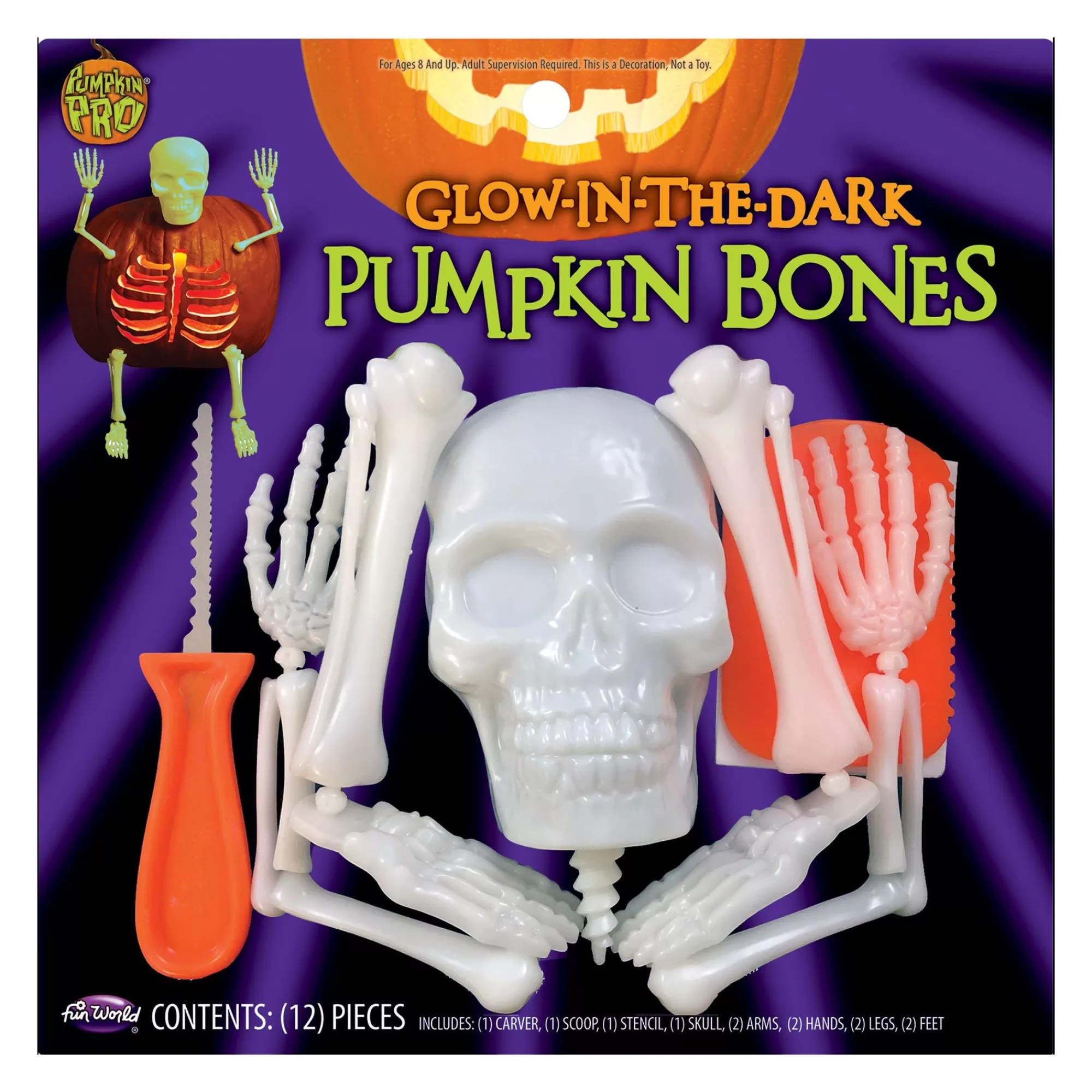 Party City Pumpkin Carving Kits | Glow-In-The-Dark Pumpkin Bones Carving Kit