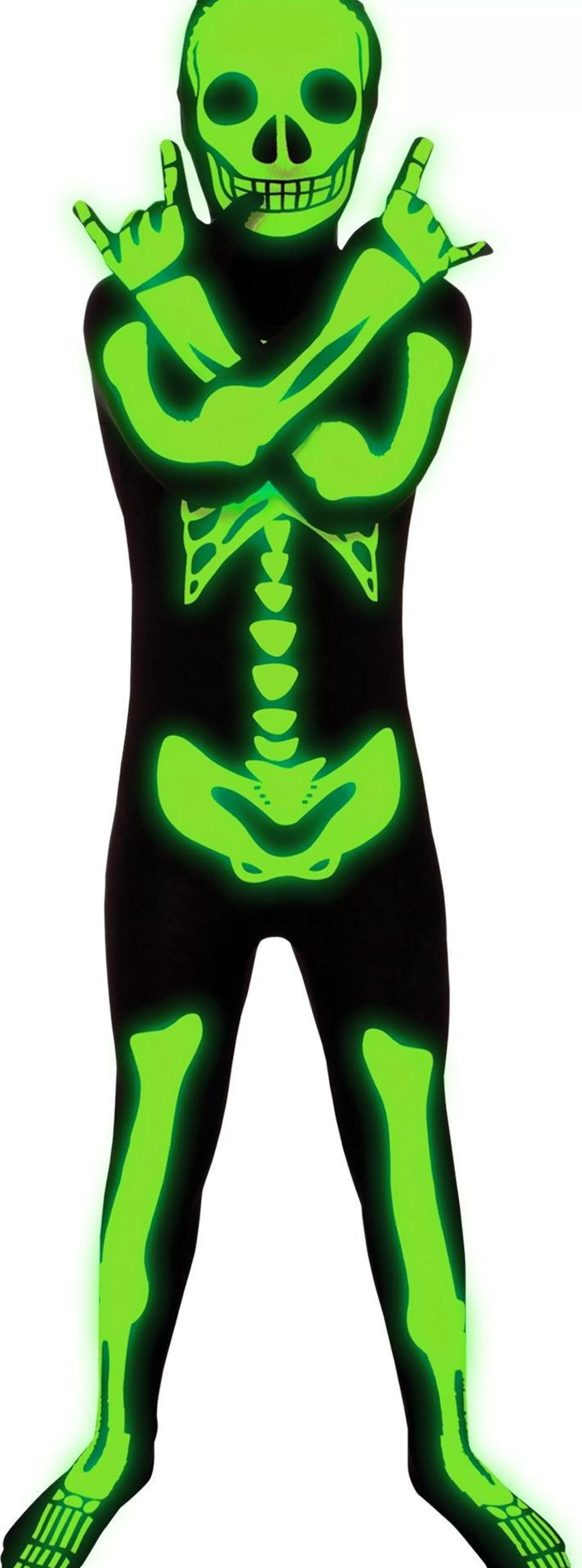 Boy Party City Scary | Glow-In-The-Dark Skeleton Morphsuit Costume For Kids