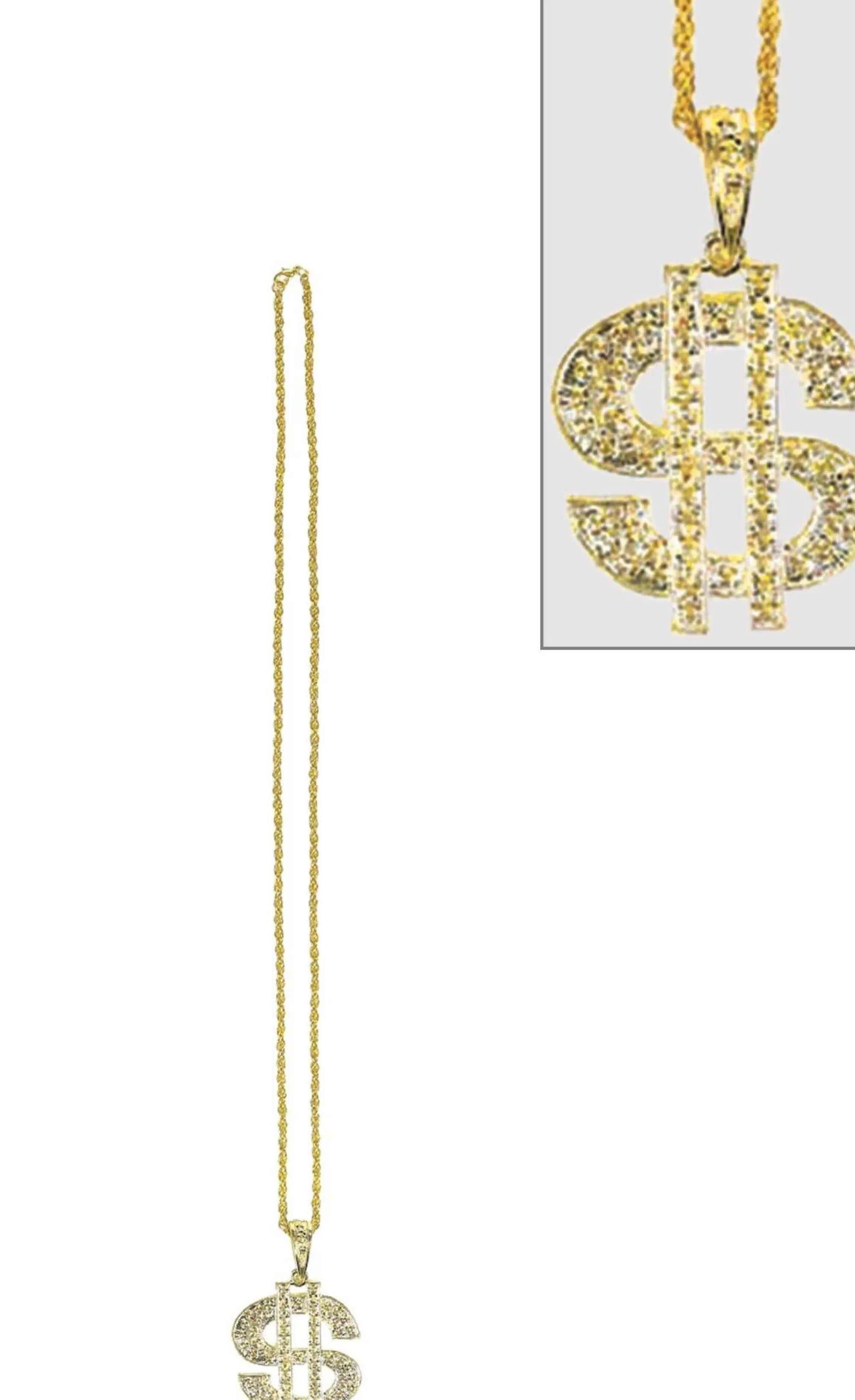 Party City Jewelry-Gold Dollar Sign Pendant Bead Necklace