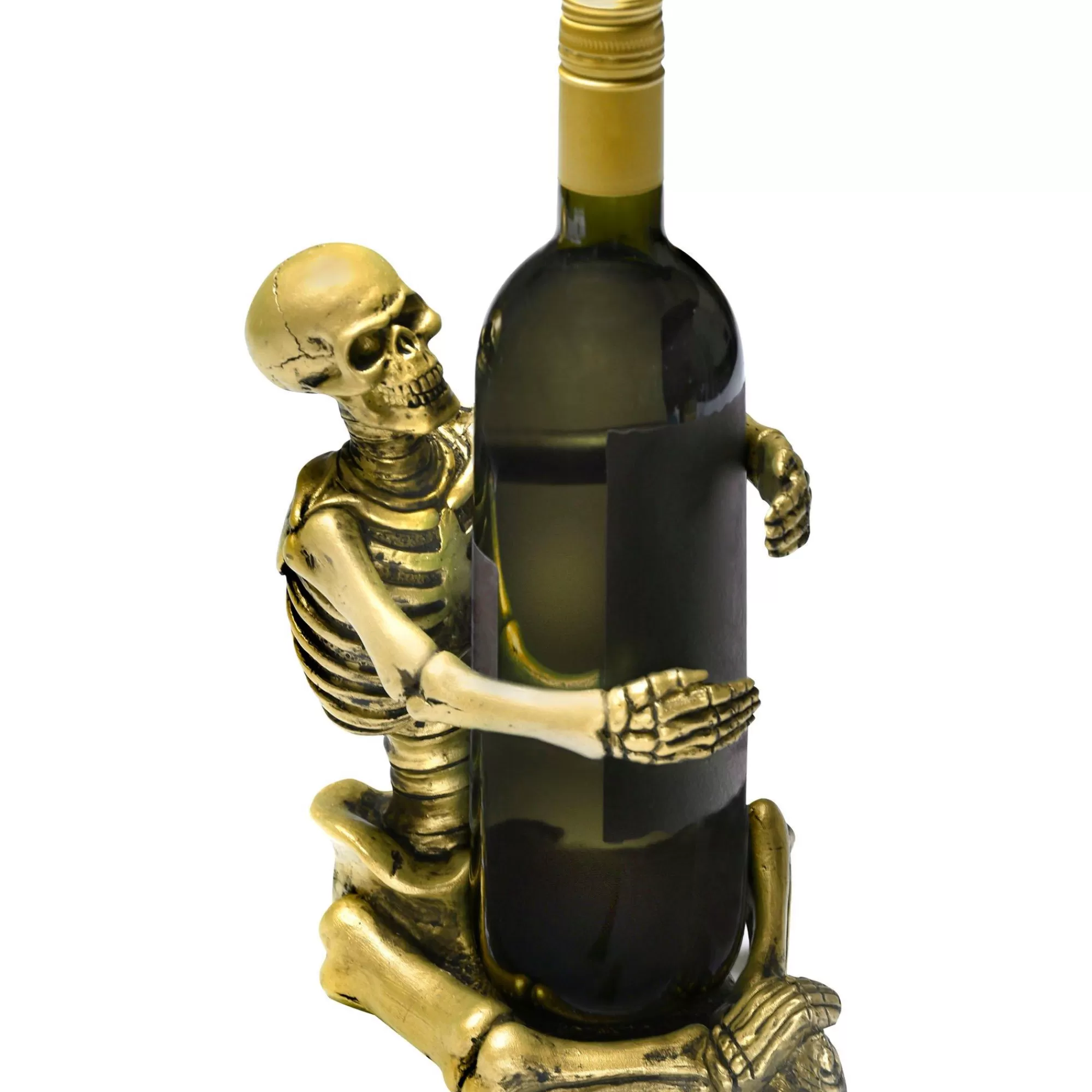 Party City Boneyard Glam | Gold Skeleton Wine Bottle Holder, 8.6In