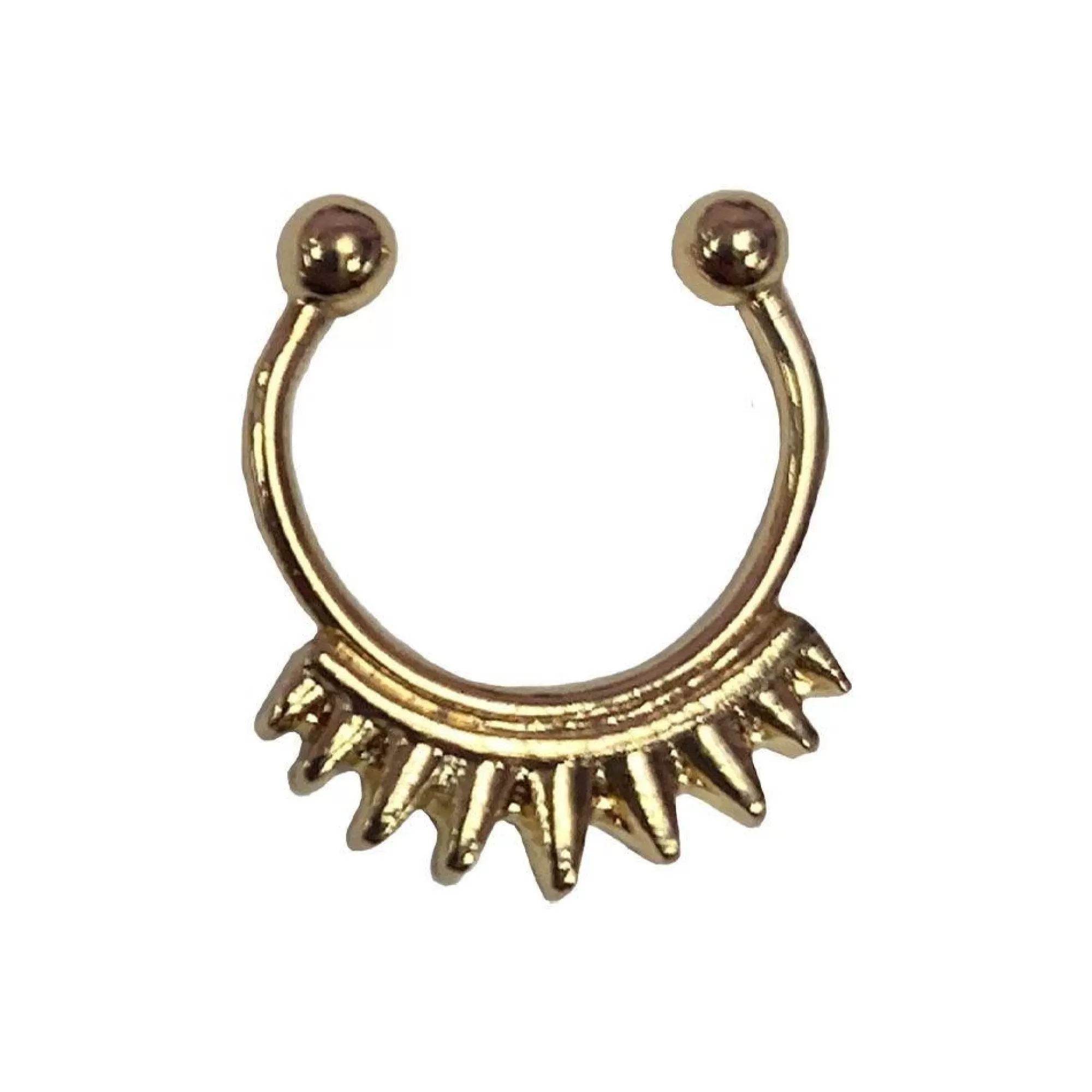 Party City Jewelry-Gold Spiked Faux Septum Chain Ring With Earring