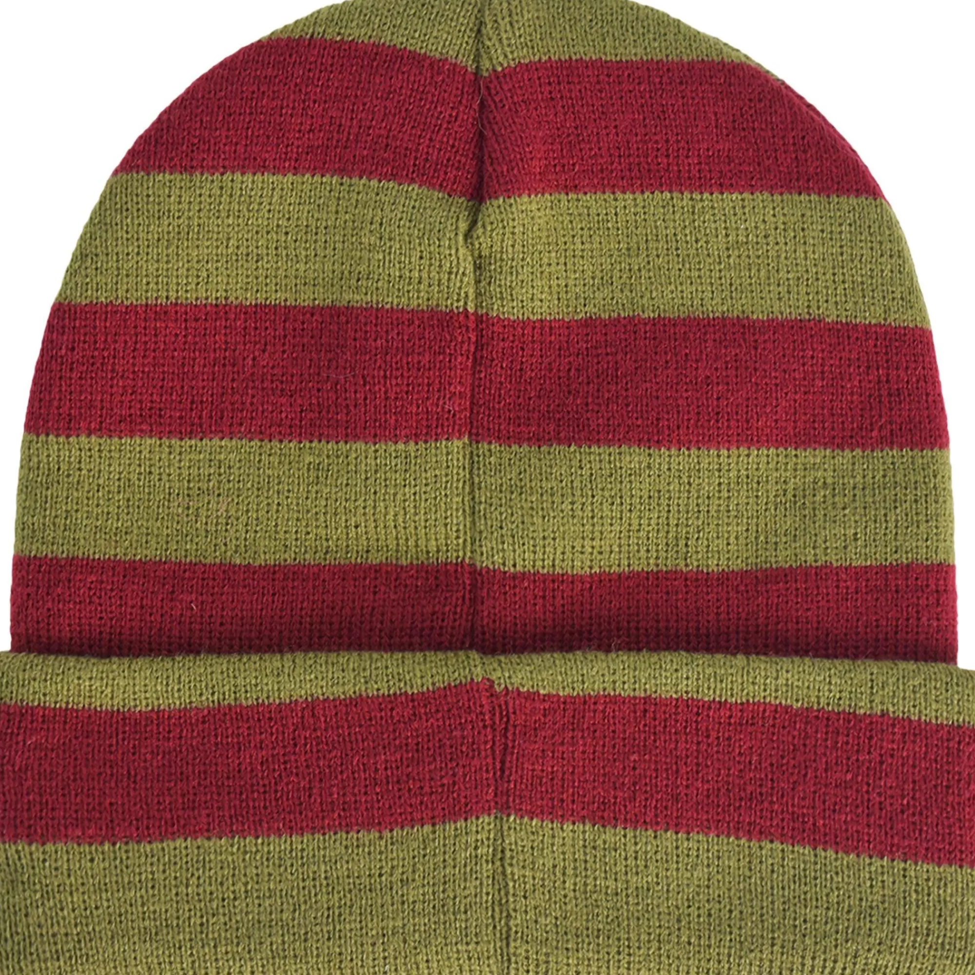 Party City Hats-Green & Red Embroidered Freddy Krueger Glove Striped Acrylic Knit Beanie - A Nightmare On Elm Street