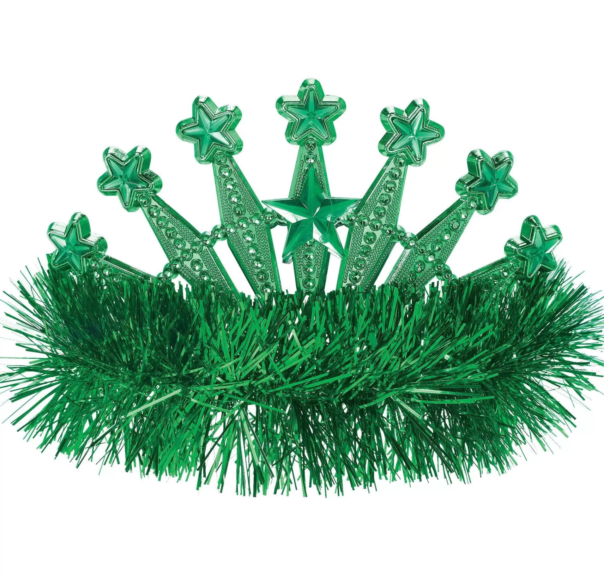 Party City Tiaras, Crowns-Green Star Tinsel Tiara Festive Green