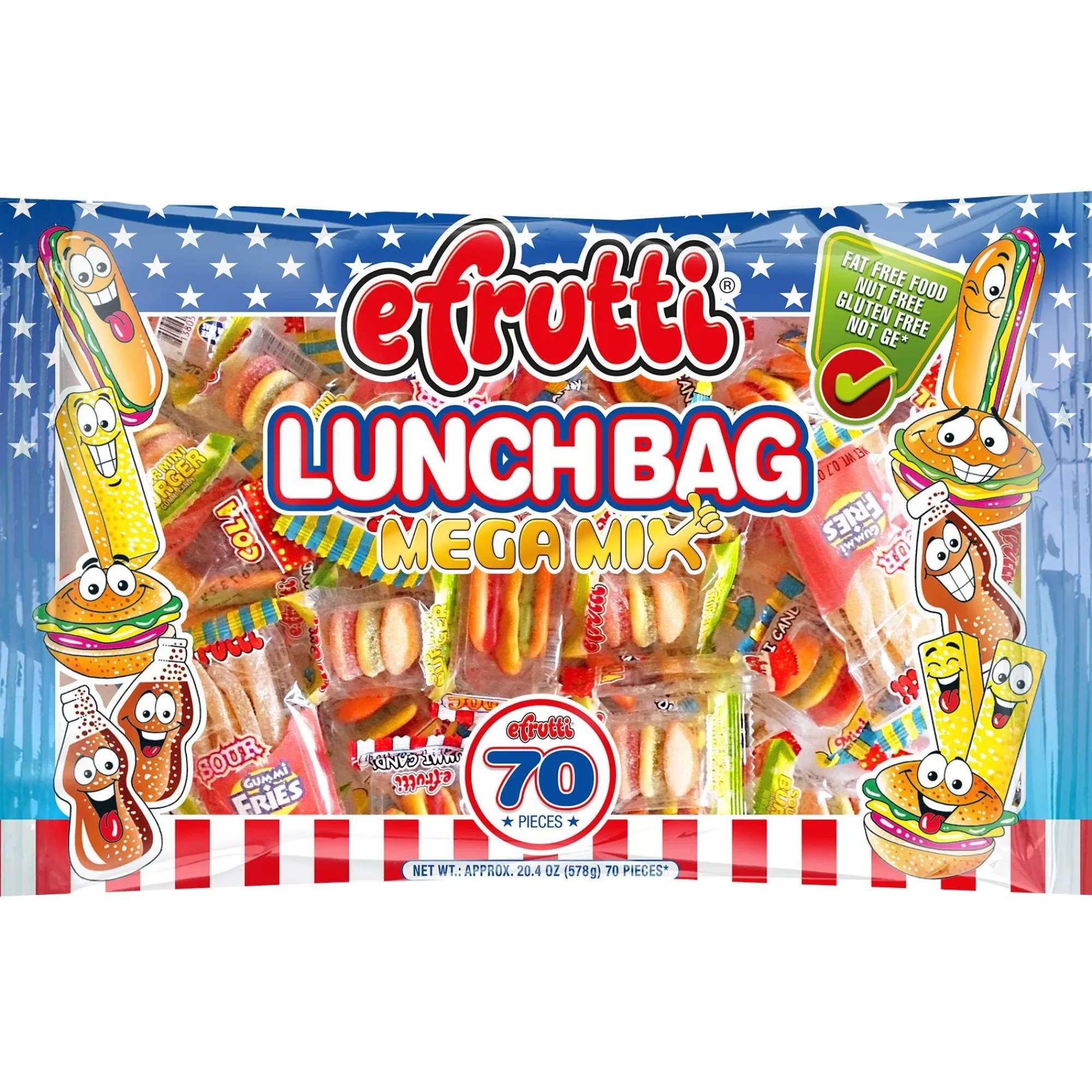 Party City Bulk Candy-Gummy Candy Lunch Bag Mega Mix 70Ct