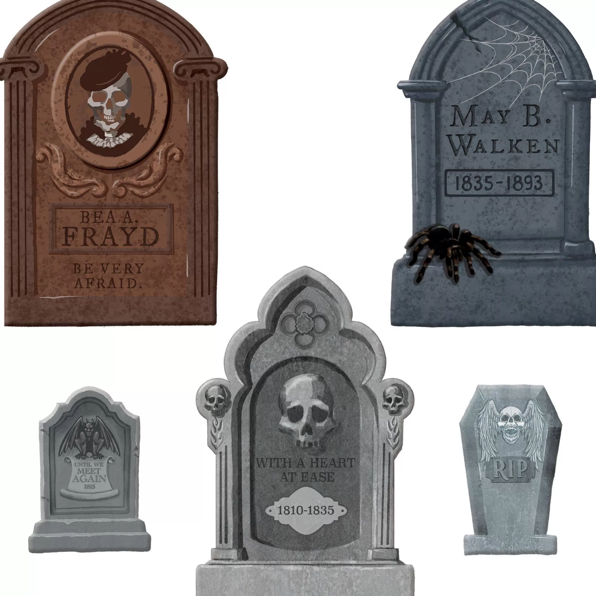 Party City Yard Stakes & Signs | Halloween Tombstone Set, 5Pc