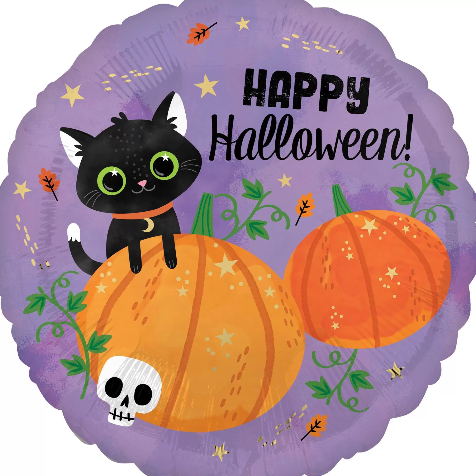 Party City Balloons | Happy Halloween Black Cat & Pumpkins Foil Balloon, 18In