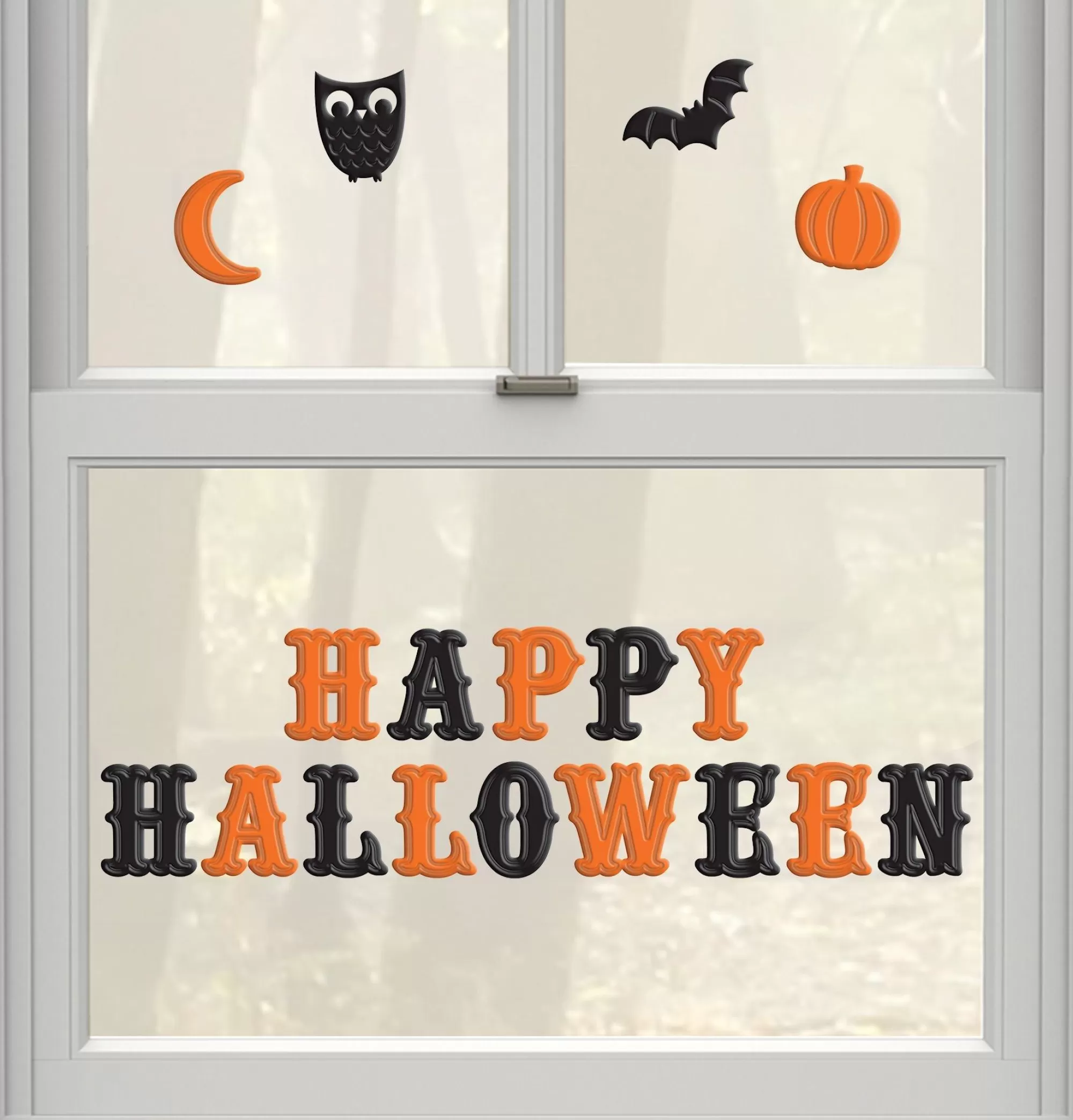 Party City Window & Wall Décor | Happy Halloween Gel Cling Decals 18Ct - Modern Halloween