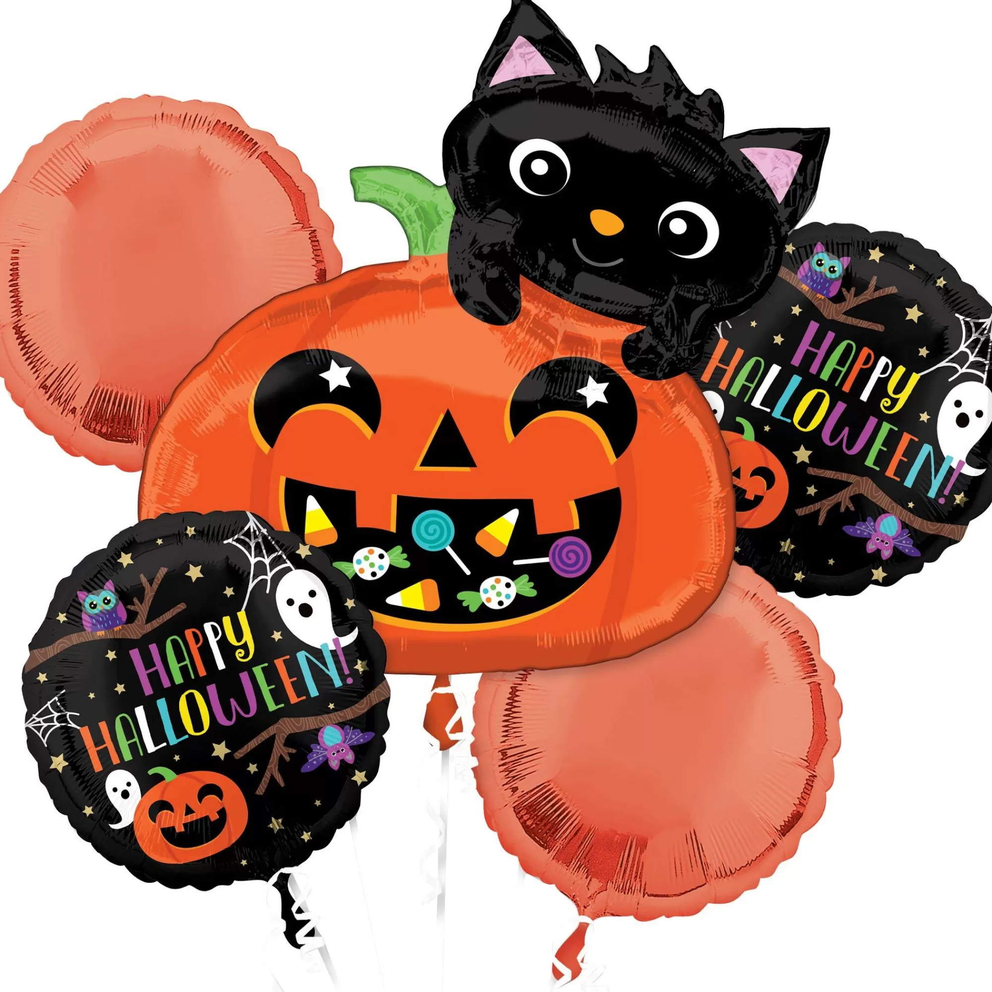 Party City Balloons | Happy Halloween Night Foil Balloon Bouquet, 5Pc