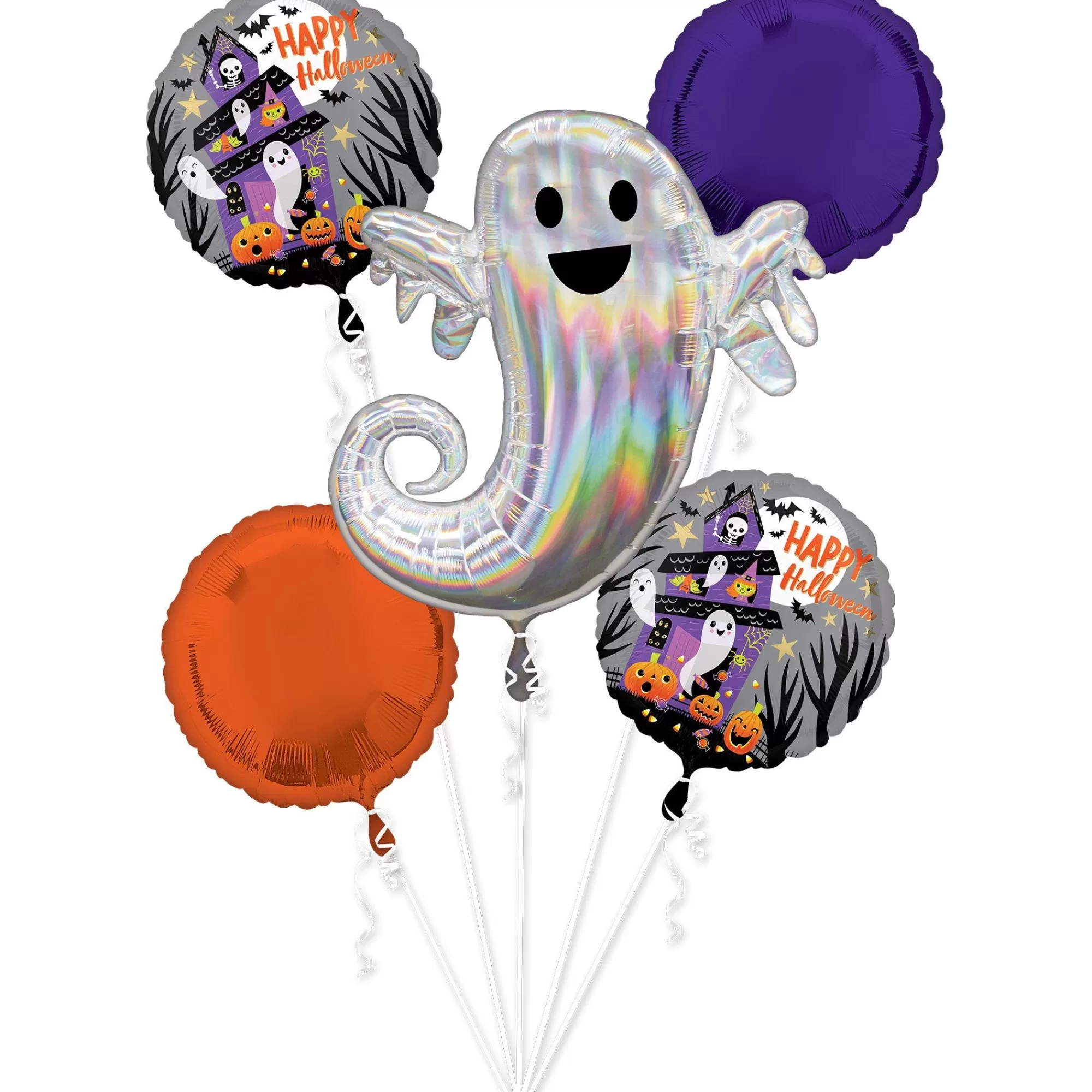 Party City Balloons | Haunted House Halloween Foil Balloon Bouquet, 5Pc