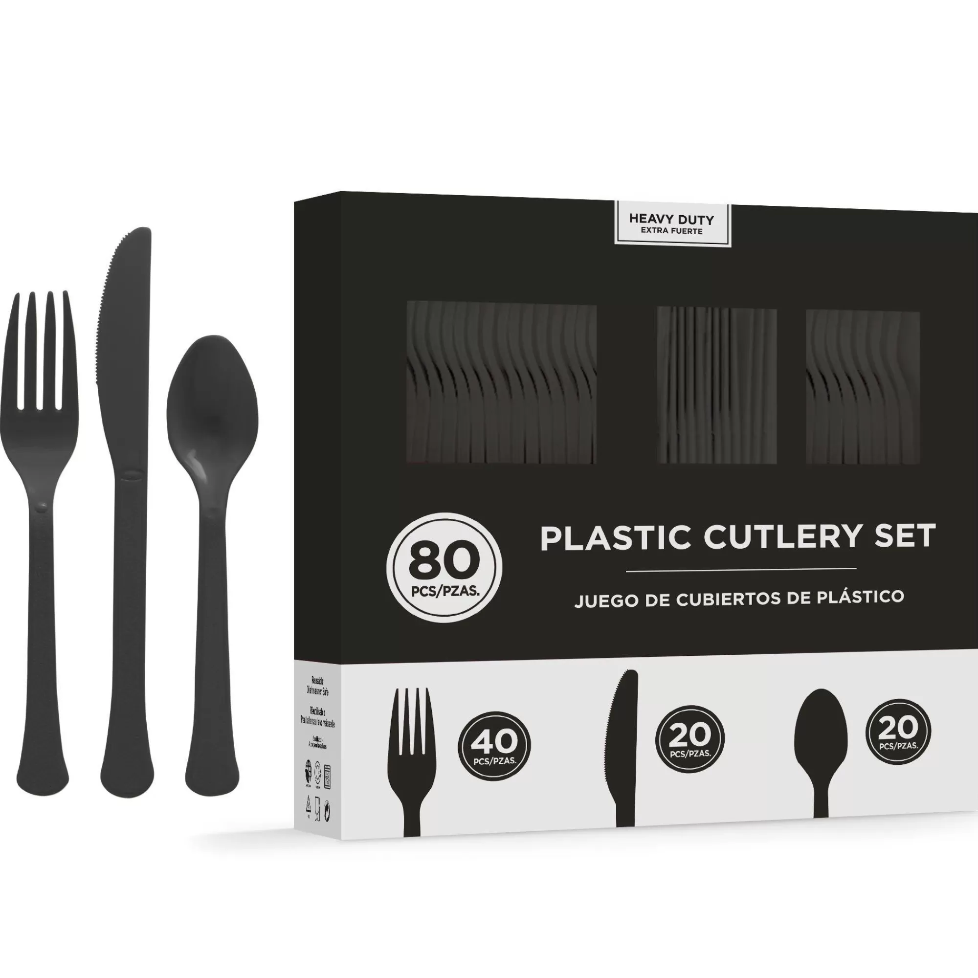 Party City Creepy Carnival | Heavy-Duty Plastic Cutlery Set For 20 Guests, 80Ct