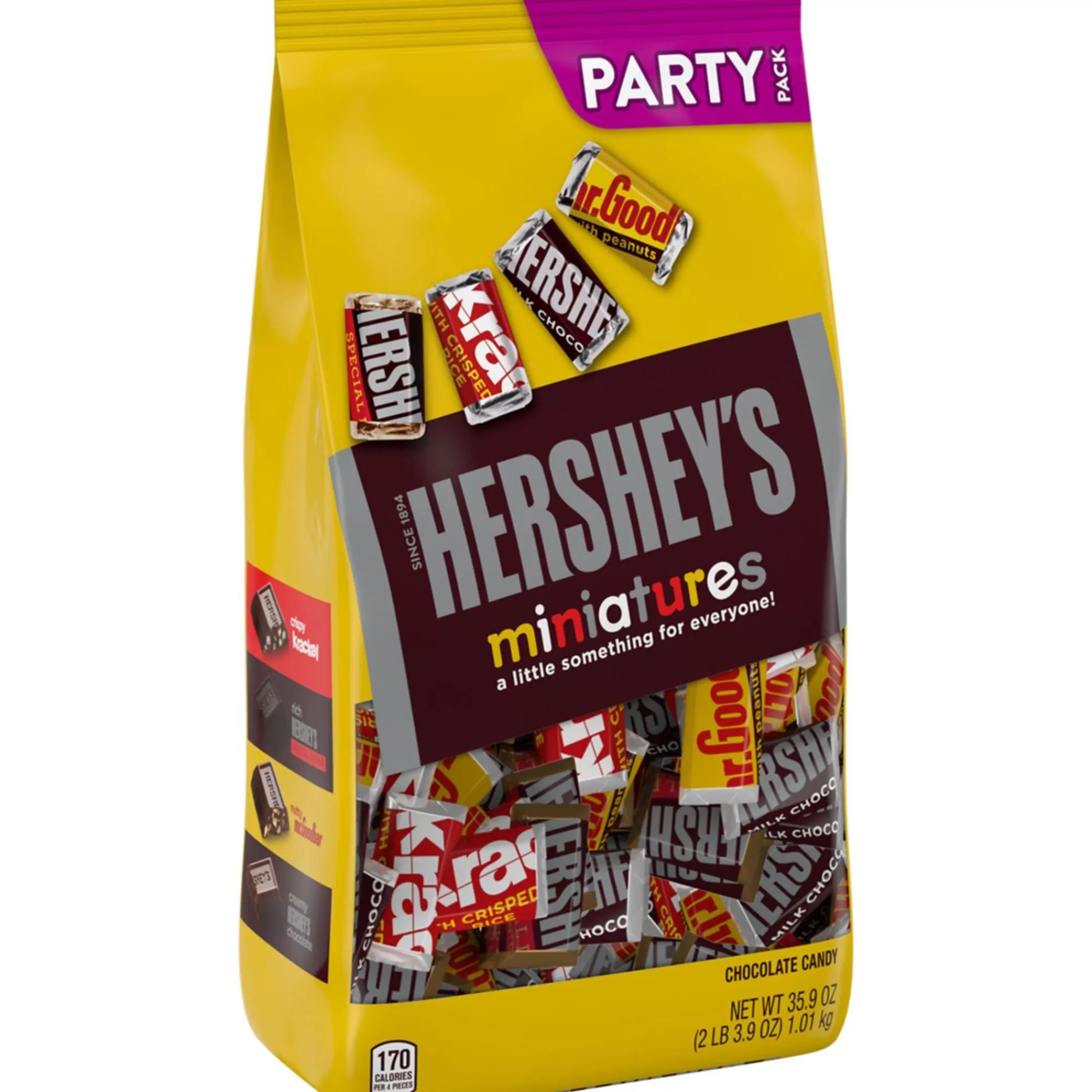 Hershey's Bulk Candy- Chocolate Miniatures Party Pack, 39.5Oz - Milk Chocolate, Special Dark Chocolate, Krackel & Mr. Goodbar