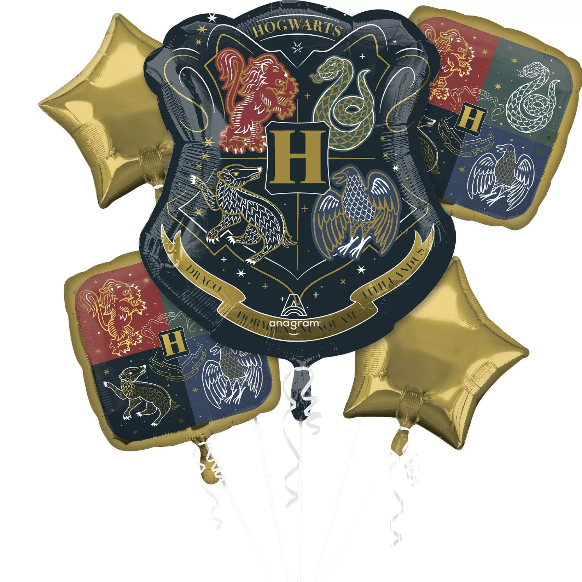 Party City Harry Potter Hogwarts | Hogwarts Foil Balloon Bouquet, 5Pc - Harry Potter