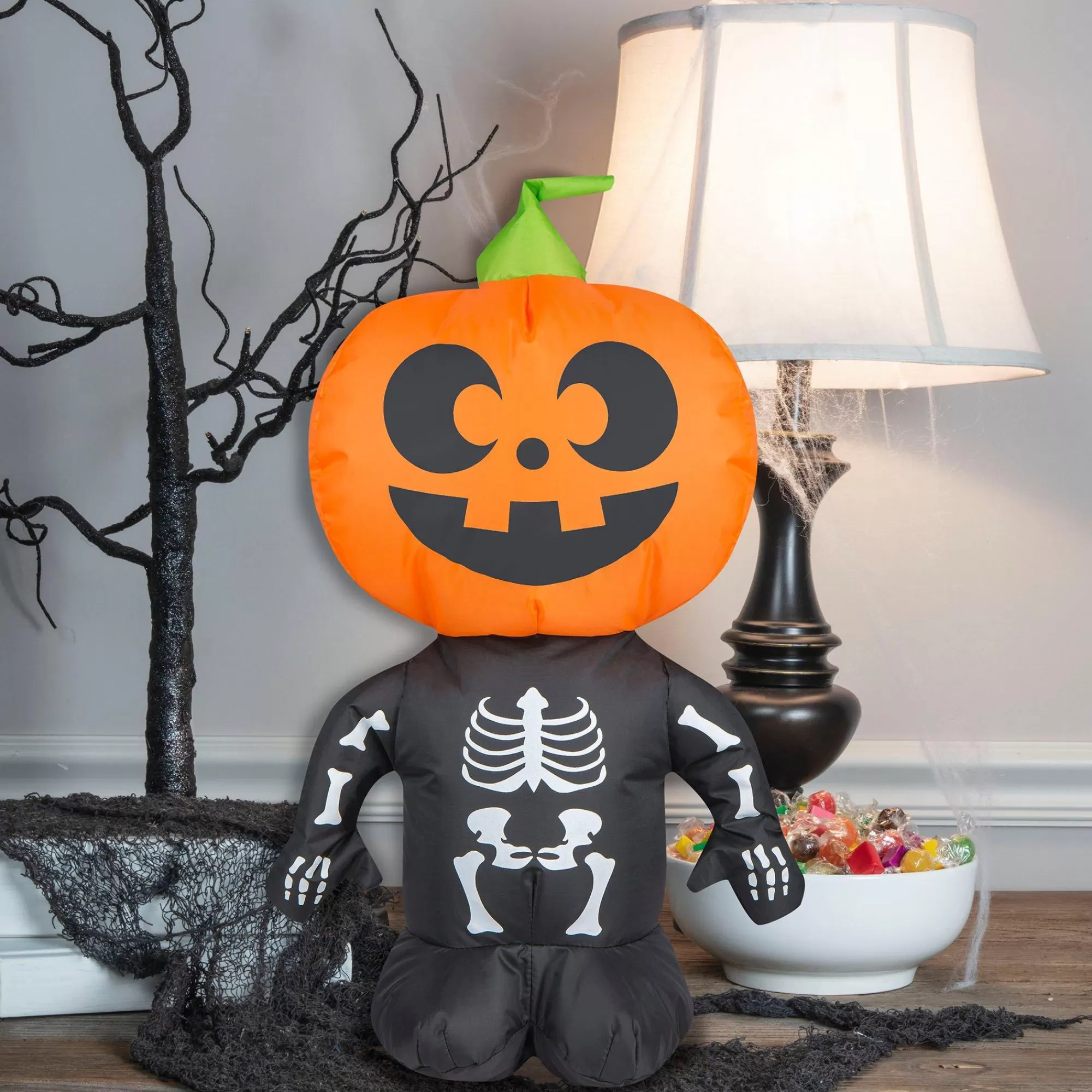 Party City Spooky Friends | Inflatable Halloween Pumpkin Boy Decoration, 19.6In