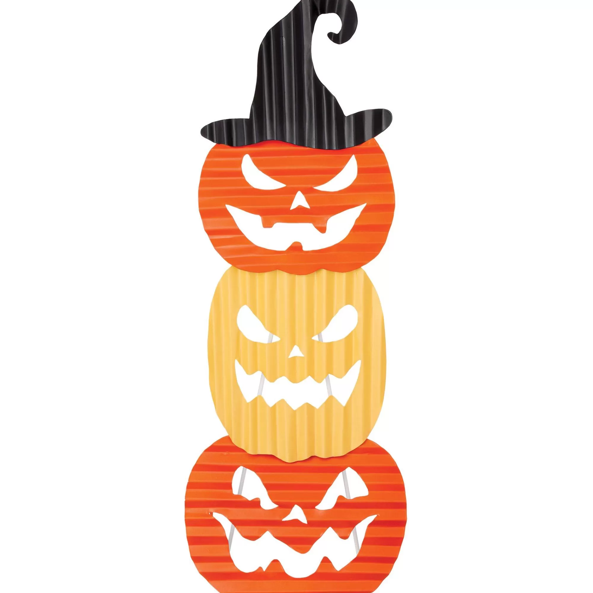 Party City Yard Stakes & Signs | Jack-O'-Lantern Corrugated Metal Stacked Sign, 9.8In X 28In