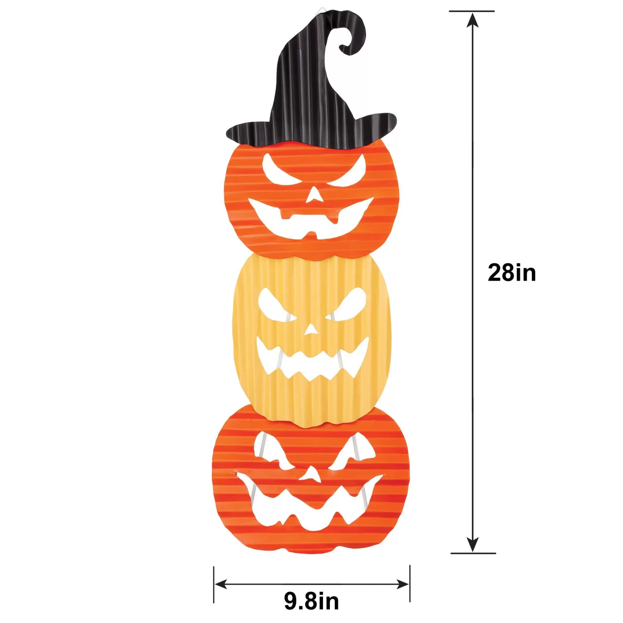 Party City Yard Stakes & Signs | Jack-O'-Lantern Corrugated Metal Stacked Sign, 9.8In X 28In