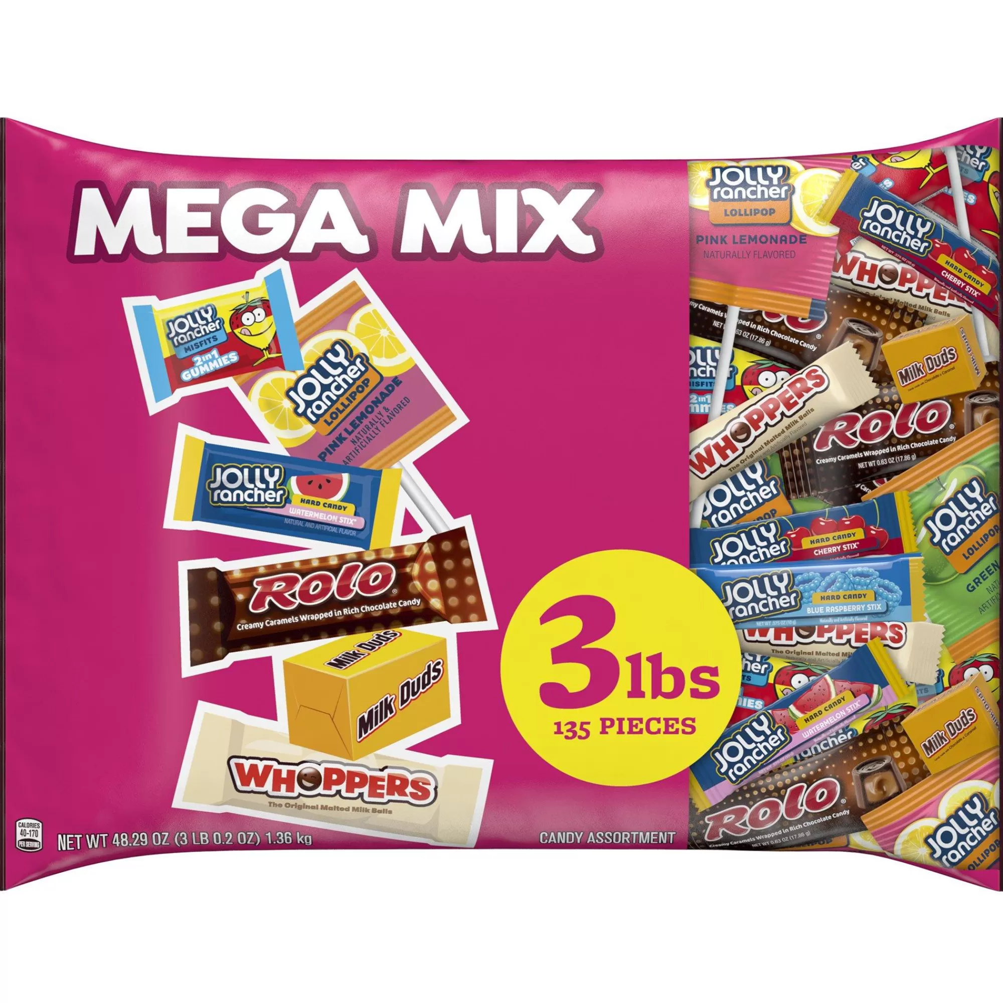 Party City Trunk Or Treat | Jolly Rancher & Chewy Chocolate Candy Mega Mix, 135Pc, 48.29Oz