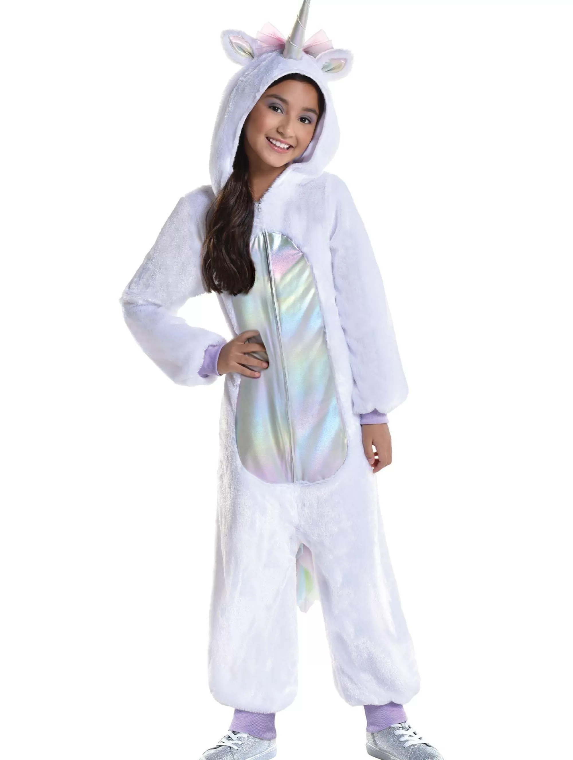 Girl Party City Animal & Bug | Kids' Iridescent Unicorn One Piece Zipster Costume