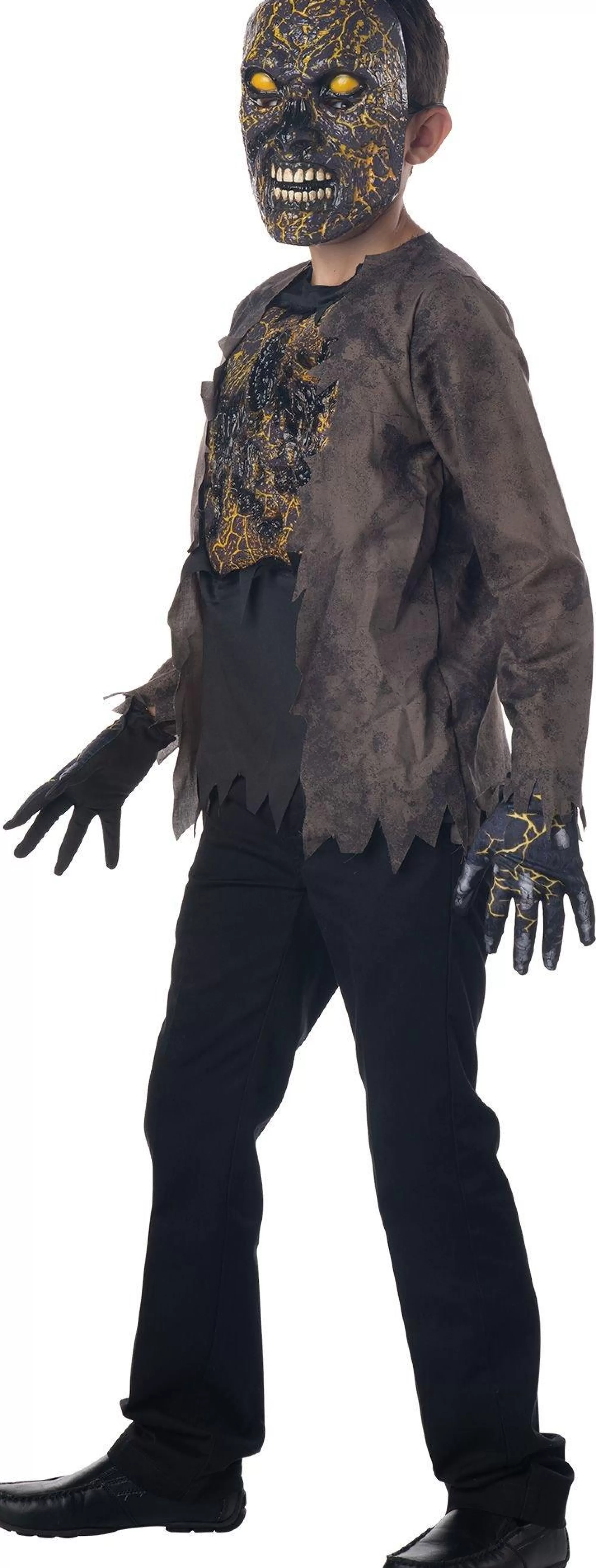 Boy Party City Scary | Kids' Light-Up Extreme Scorched Zombie Deluxe Costume