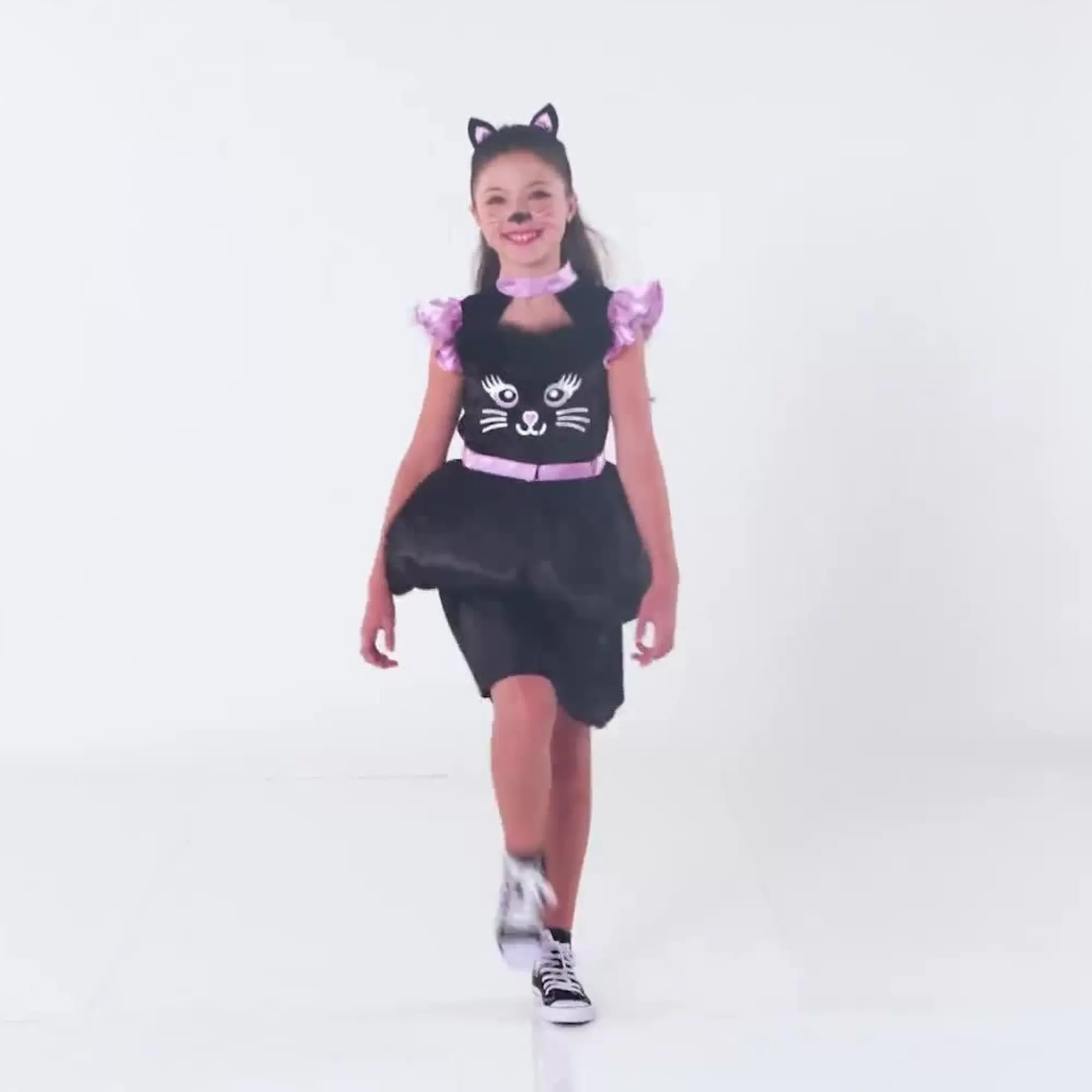 Girl Party City Animal & Bug | Kids' Skeleton Cat Transforming Costume