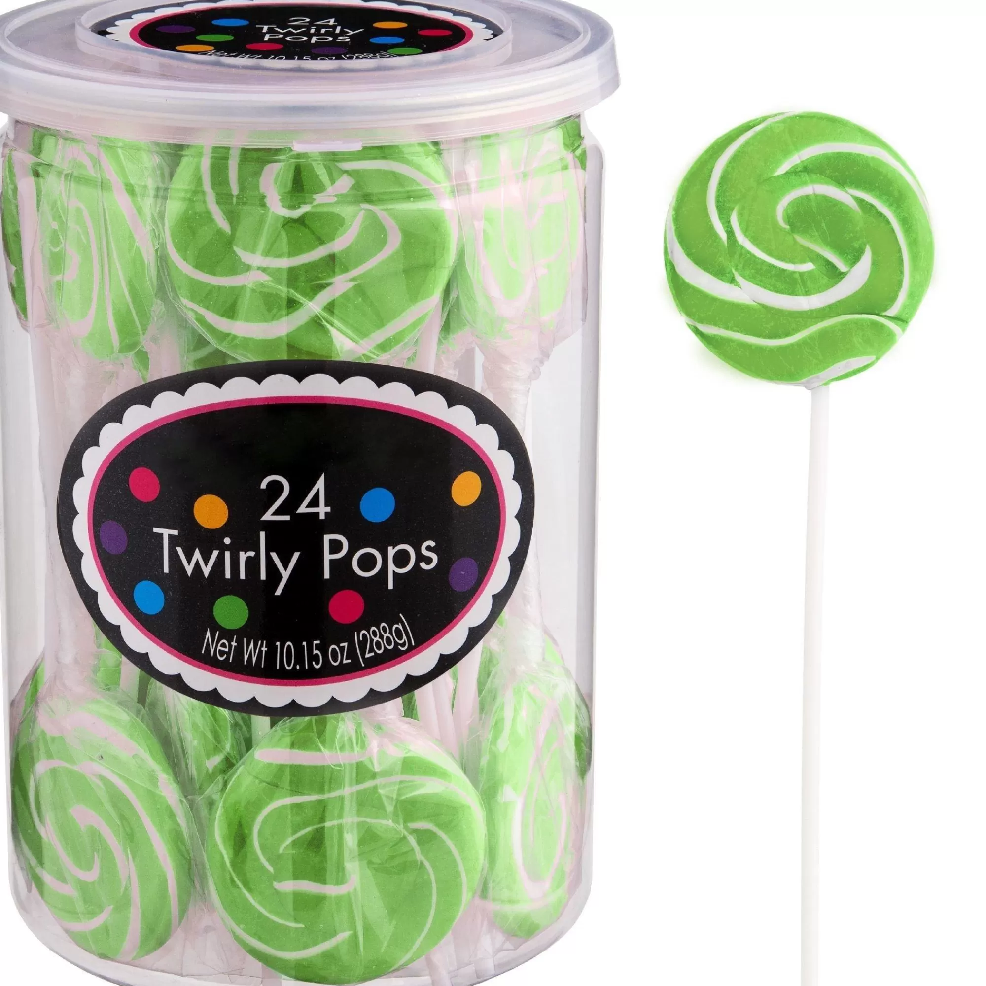 Party City Candy Buffet By Color-Kiwi Green & Silver Team Colors Swirly Lollipops, 48Ct - Blackberry & Green Apple