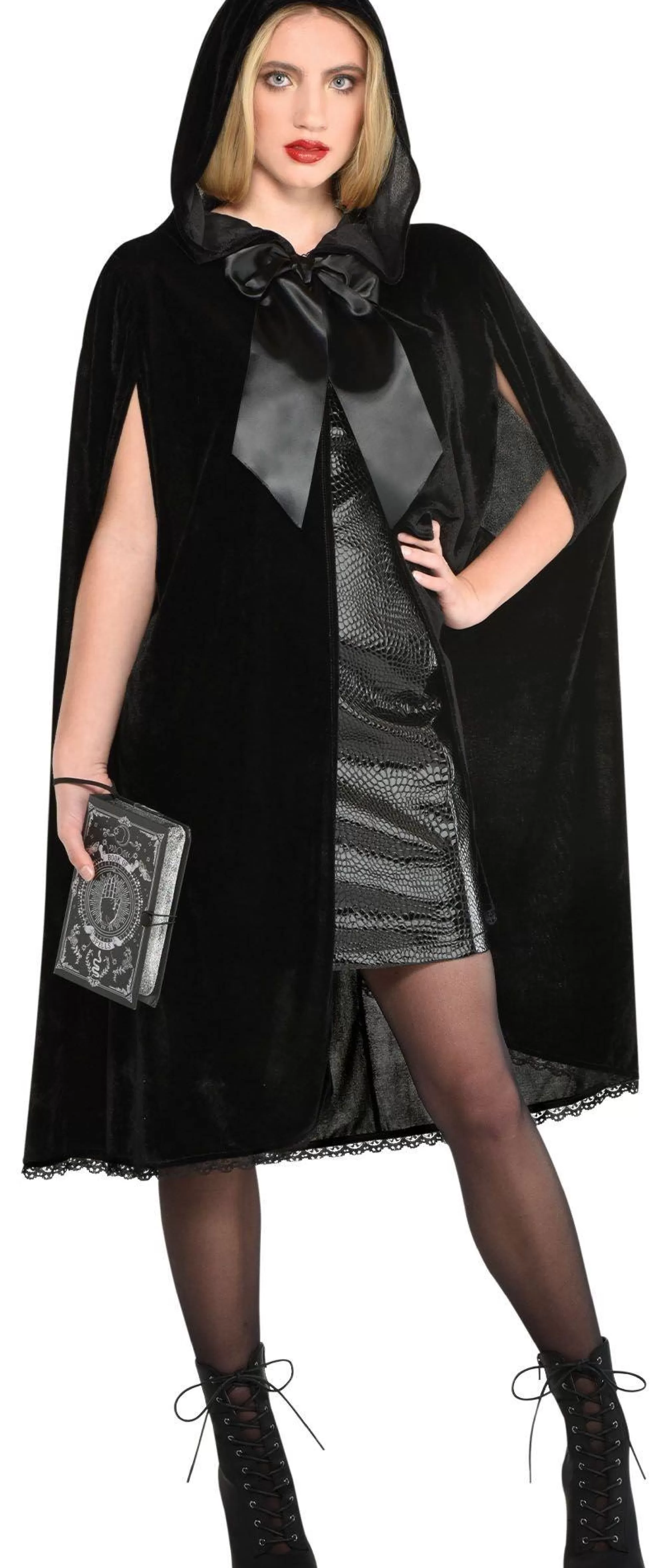 Party City Capes, Robes-Lace-Lined Hooded Cape With Oversized Bow