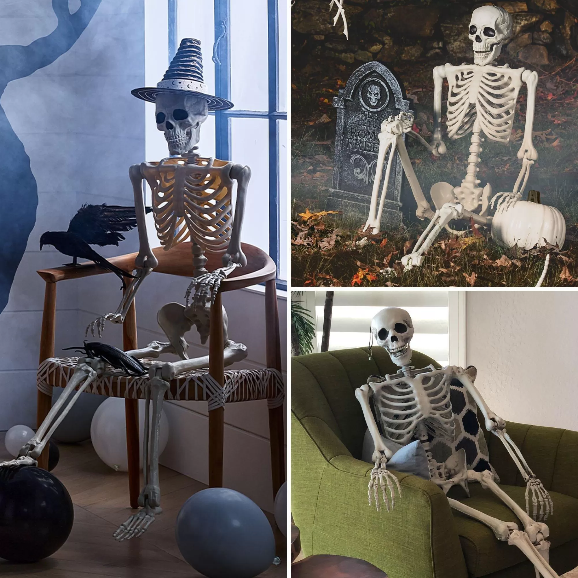 Party City Boneyard Glam | Life-Size Poseable Skeleton, 5Ft - Halloween Decoration