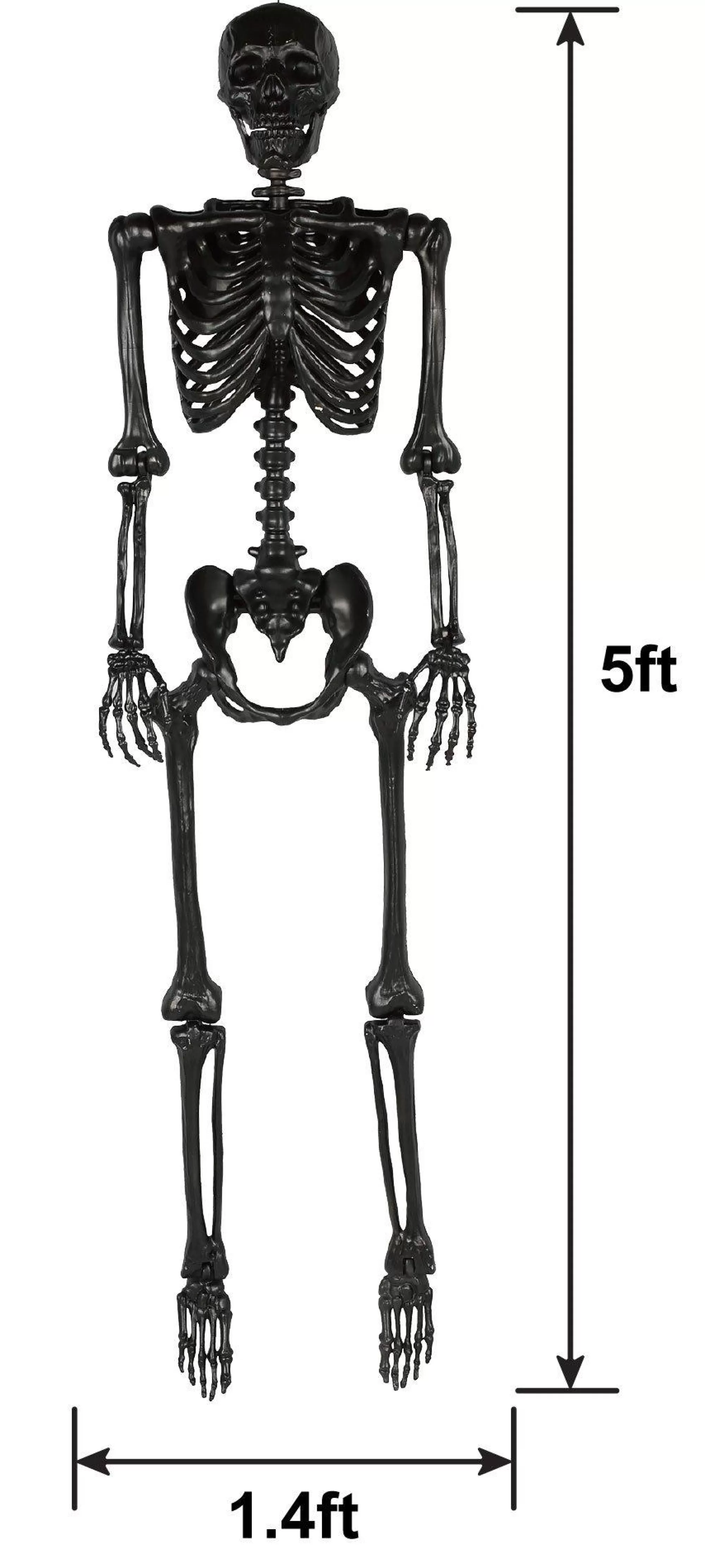 Party City Boneyard Glam | Life-Size Poseable Skeleton, Black, 5Ft - Halloween Decoration