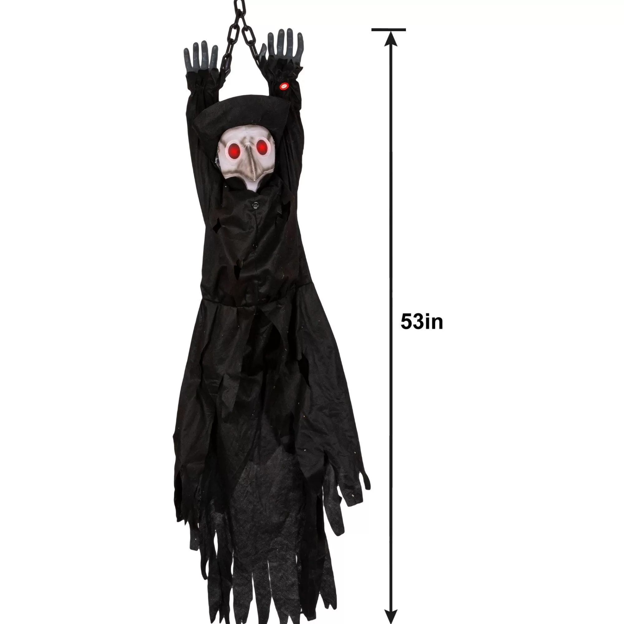 Party City Hanging Decorations | Light-Up Animated Plague Doctor Plastic & Fabric Hanging Decoration With Sounds, 53In