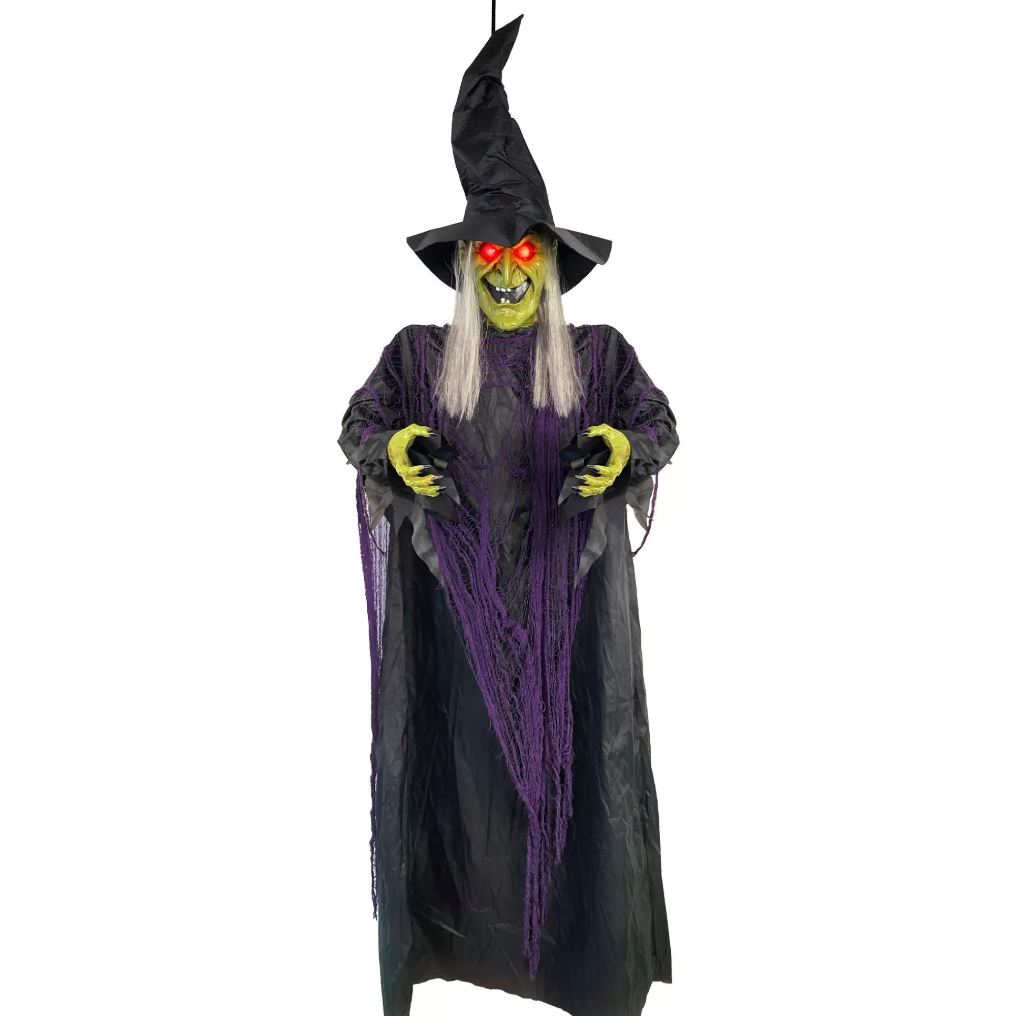 Party City Hanging Decorations | Light-Up Cackling Witch Hanging Halloween Decoration, 6Ft