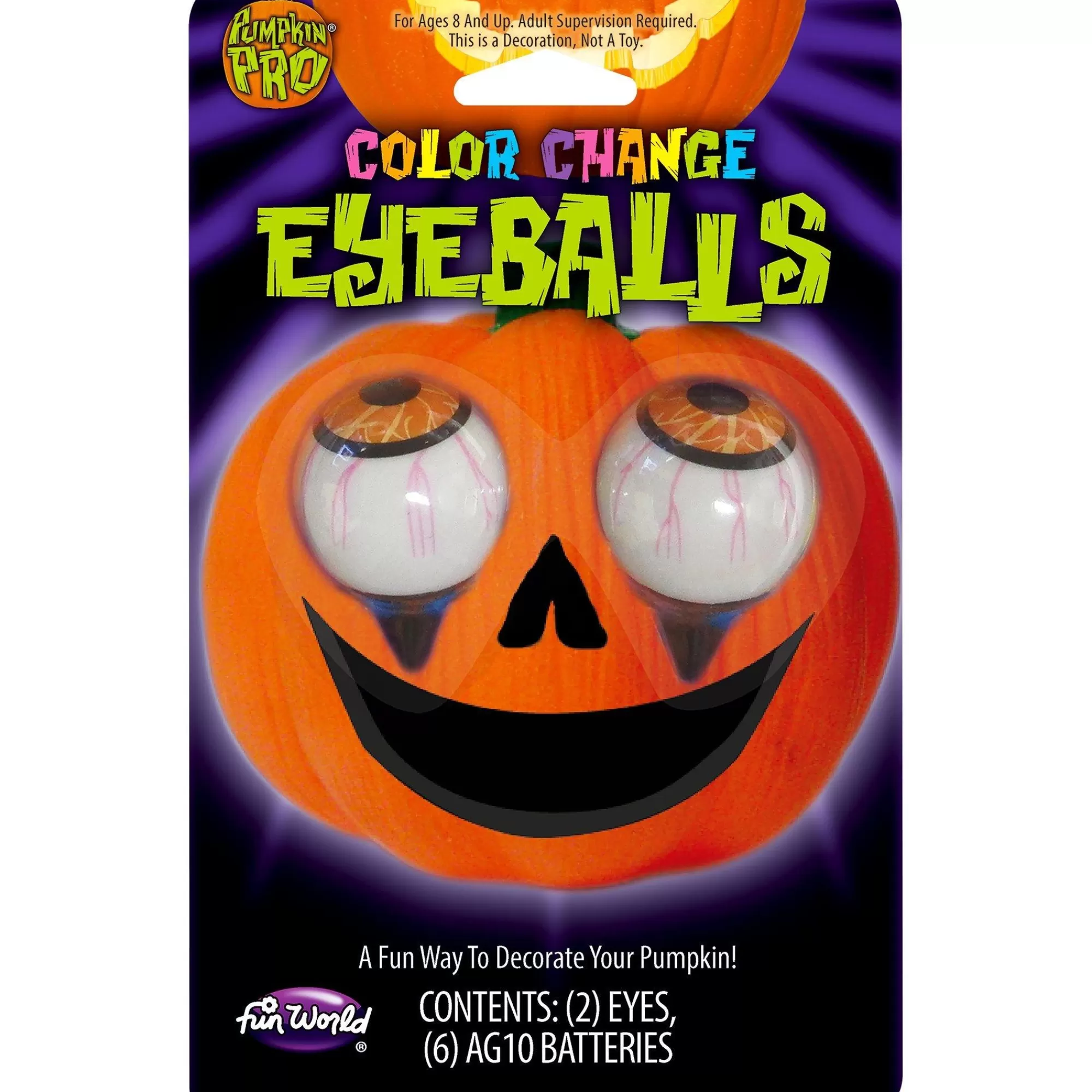 Party City Strobe Lights & Black Lights | Light-Up Color Changing Pumpkin Eyeballs 2Ct