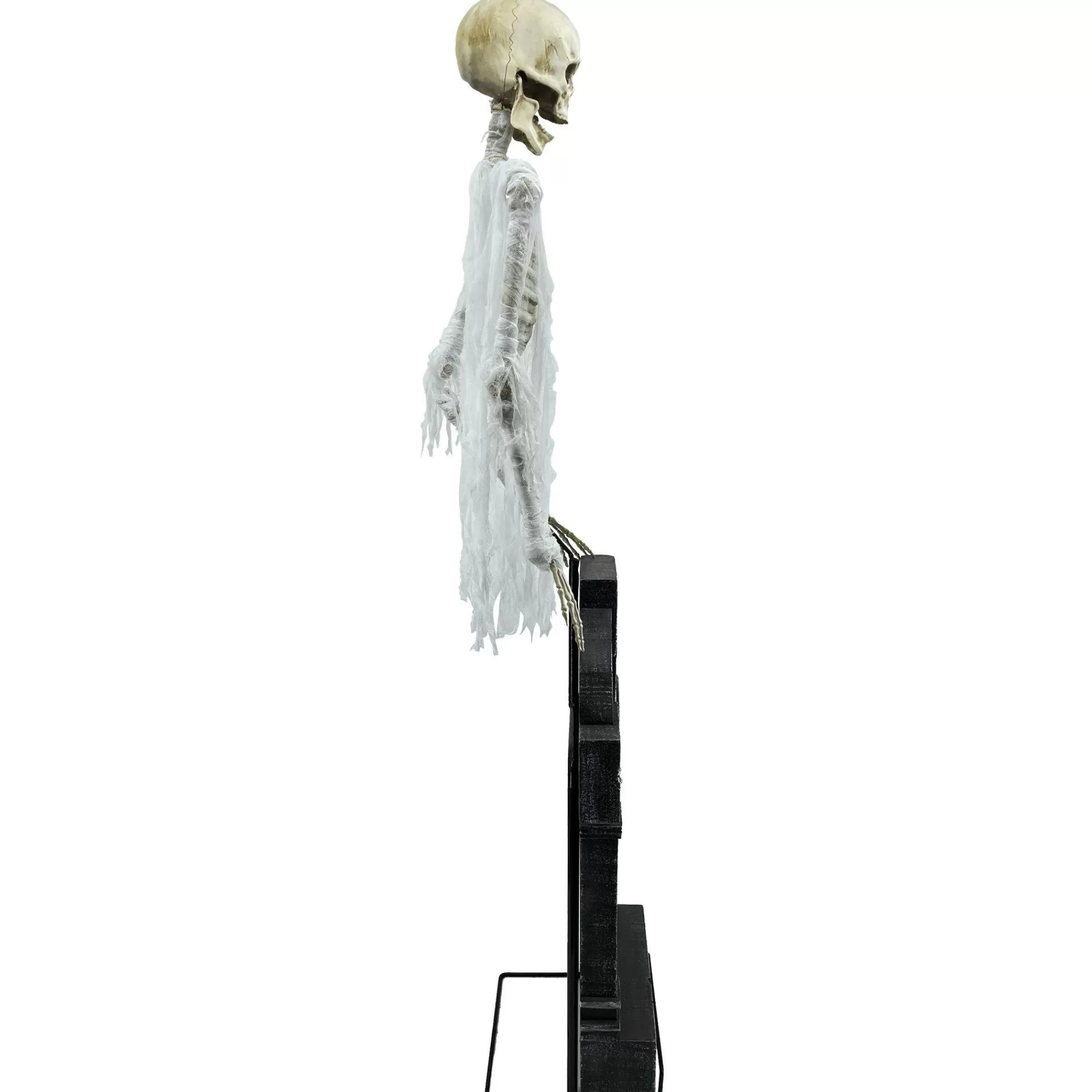 Party City Animatronics | Light-Up Floating Skeleton Ghost & Gravestone Fabric & Plastic Yard Decoration With Sounds, 6Ft