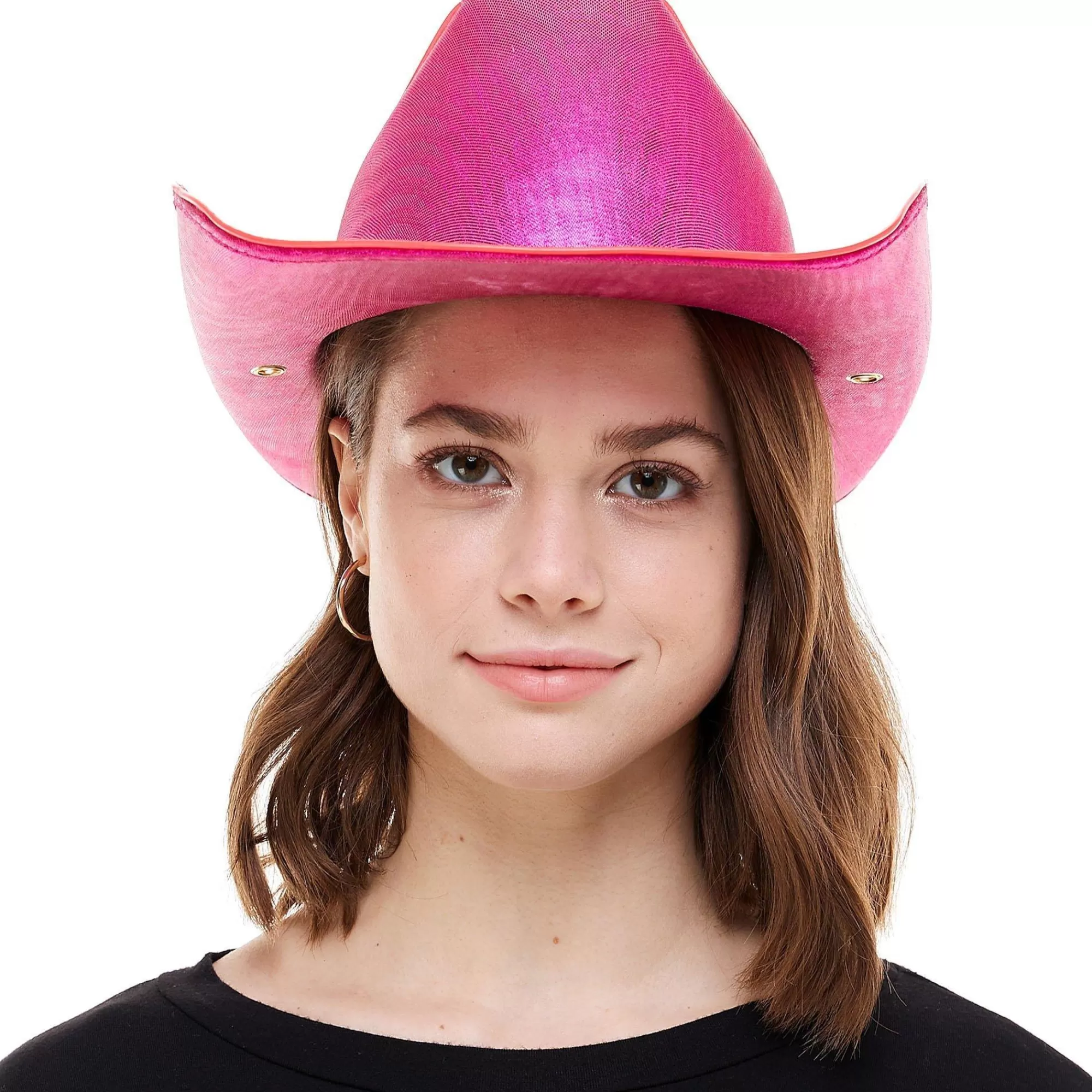 Party City Cowboy-Light-Up Neon Pink Fabric Cowboy Hat Hot Pink