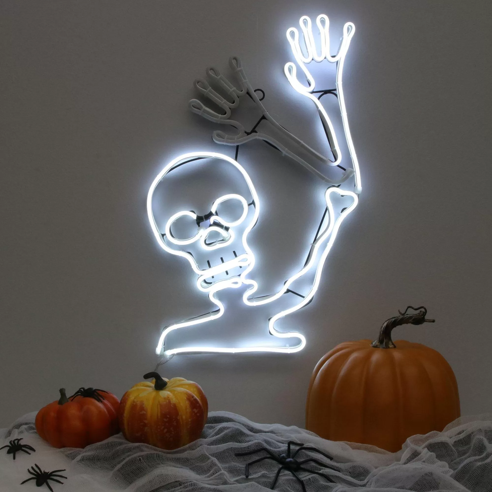 Party City Strobe Lights & Black Lights | Light-Up Neon Skeleton Sign, 18In - Halloween Decoration