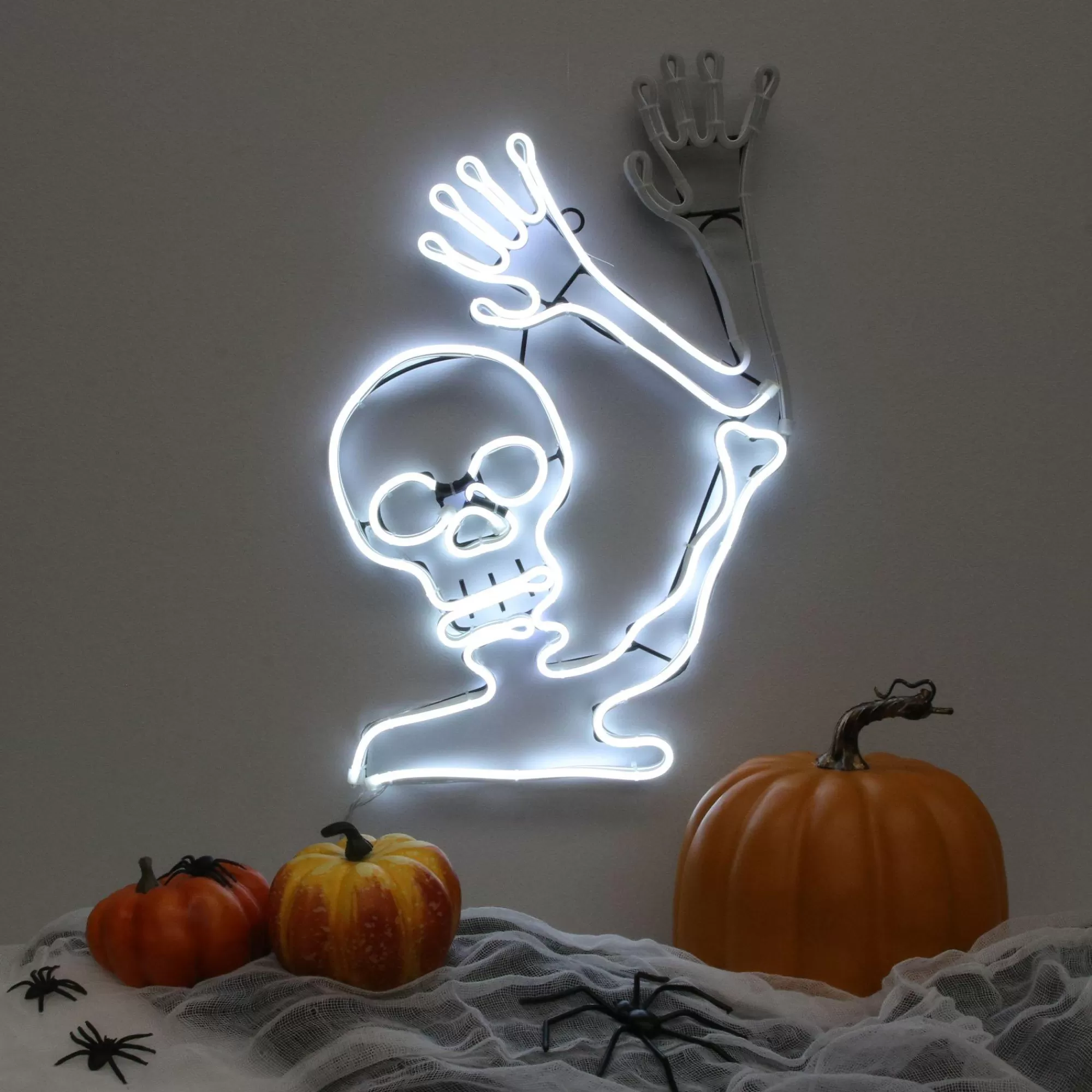 Party City Strobe Lights & Black Lights | Light-Up Neon Skeleton Sign, 18In - Halloween Decoration