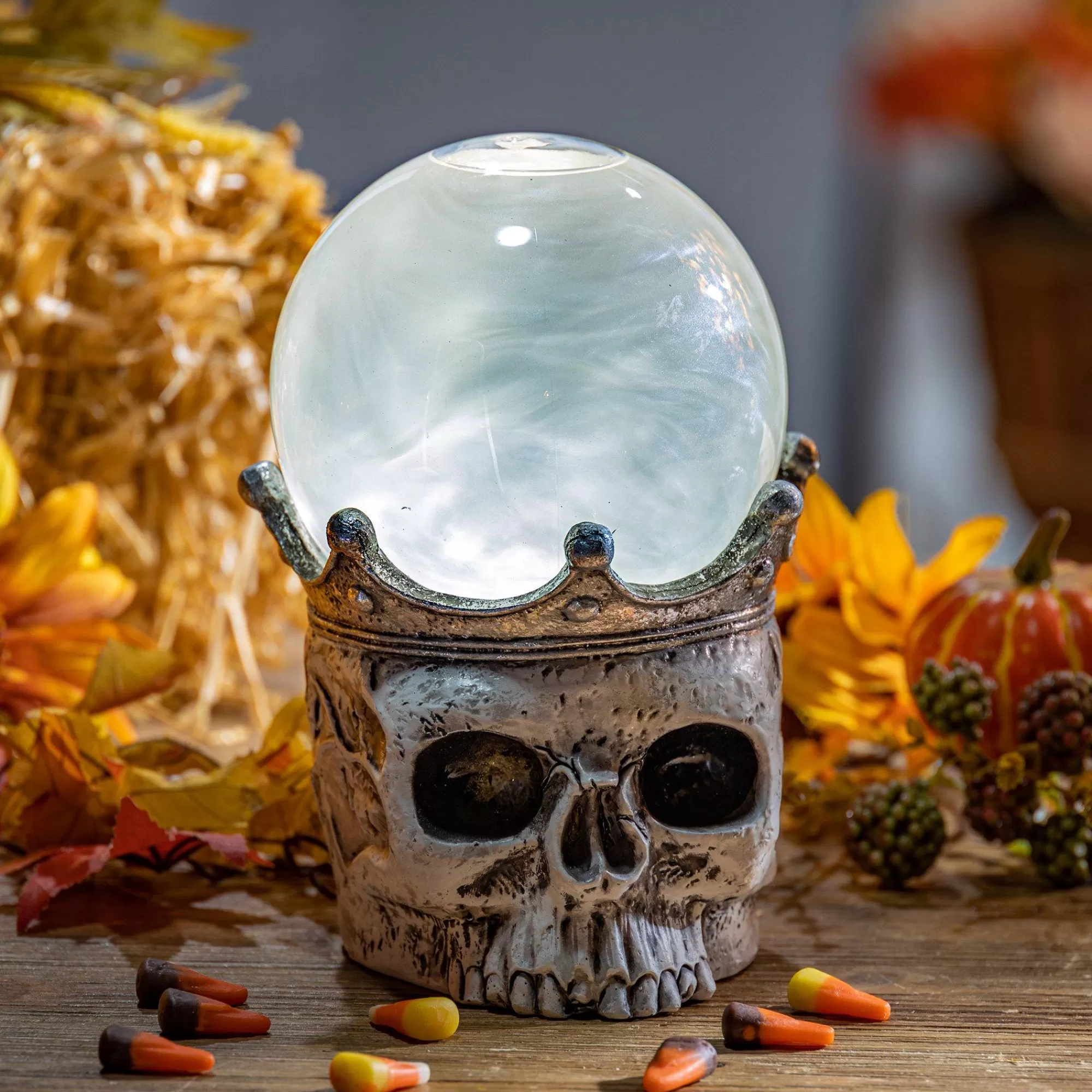 Party City Table Décor & Centerpieces | Light-Up Smoky Led Plastic Skull Water Globe, 7.5In