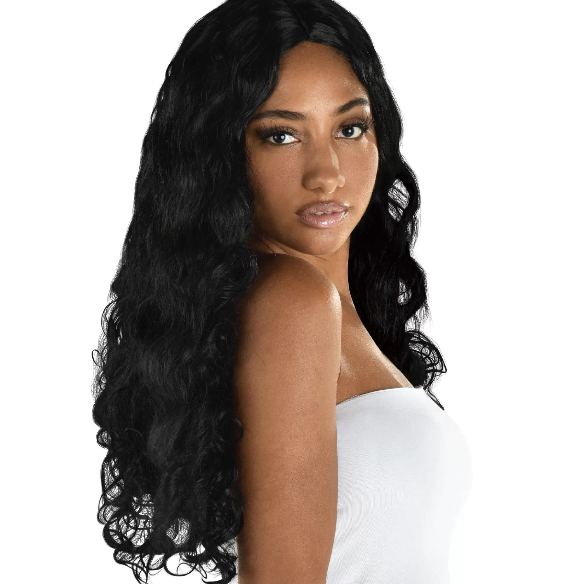 Party City Wigs-Long Black Curly Wig