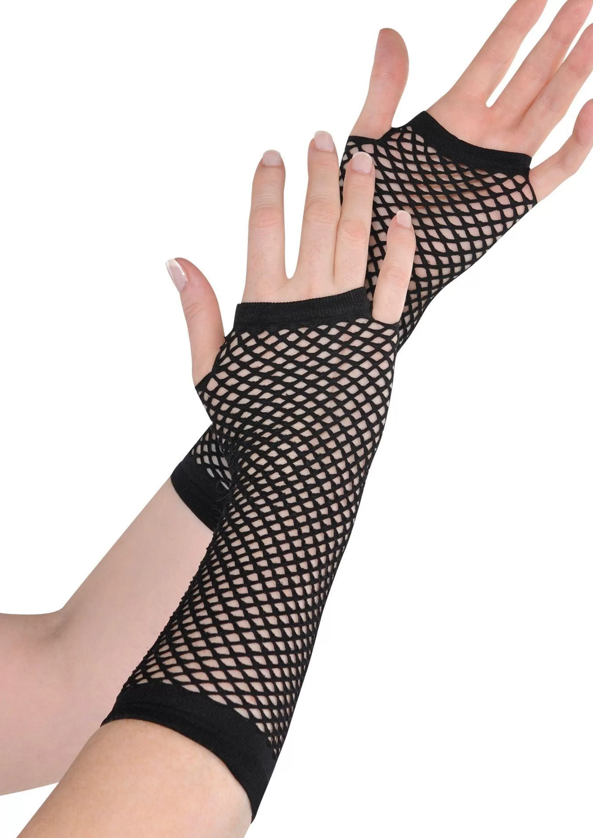 Party City Gloves-Long Fishnet Gloves Deluxe Black