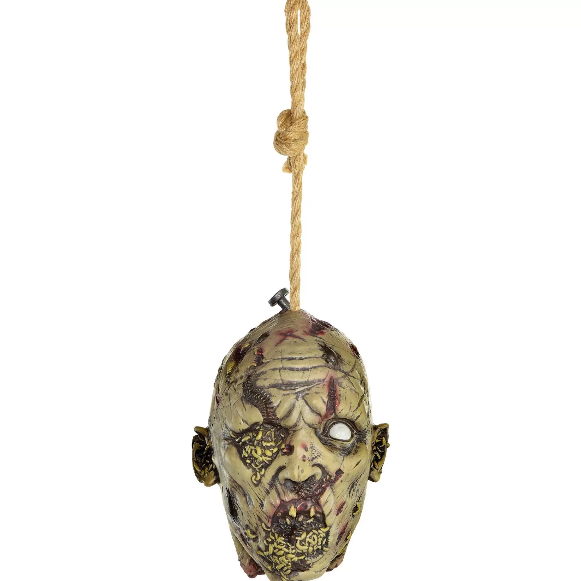 Party City Chop Shop | Maggot & Pest Infested Head Latex & Rope Hanging Decoration, 7.7In X 11In