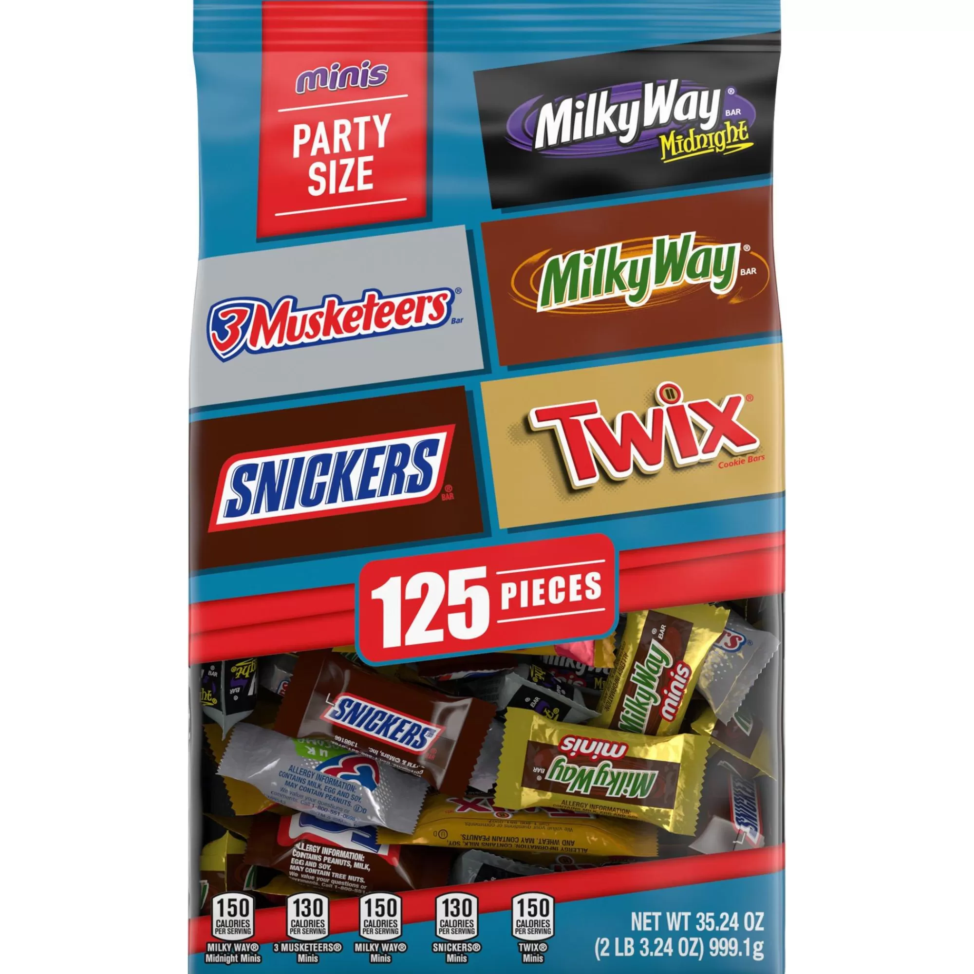 Mars | Snickers | Twix Chocolate Candy-Mars Chocolate Minis Mix, 32.4Oz, 125Pc