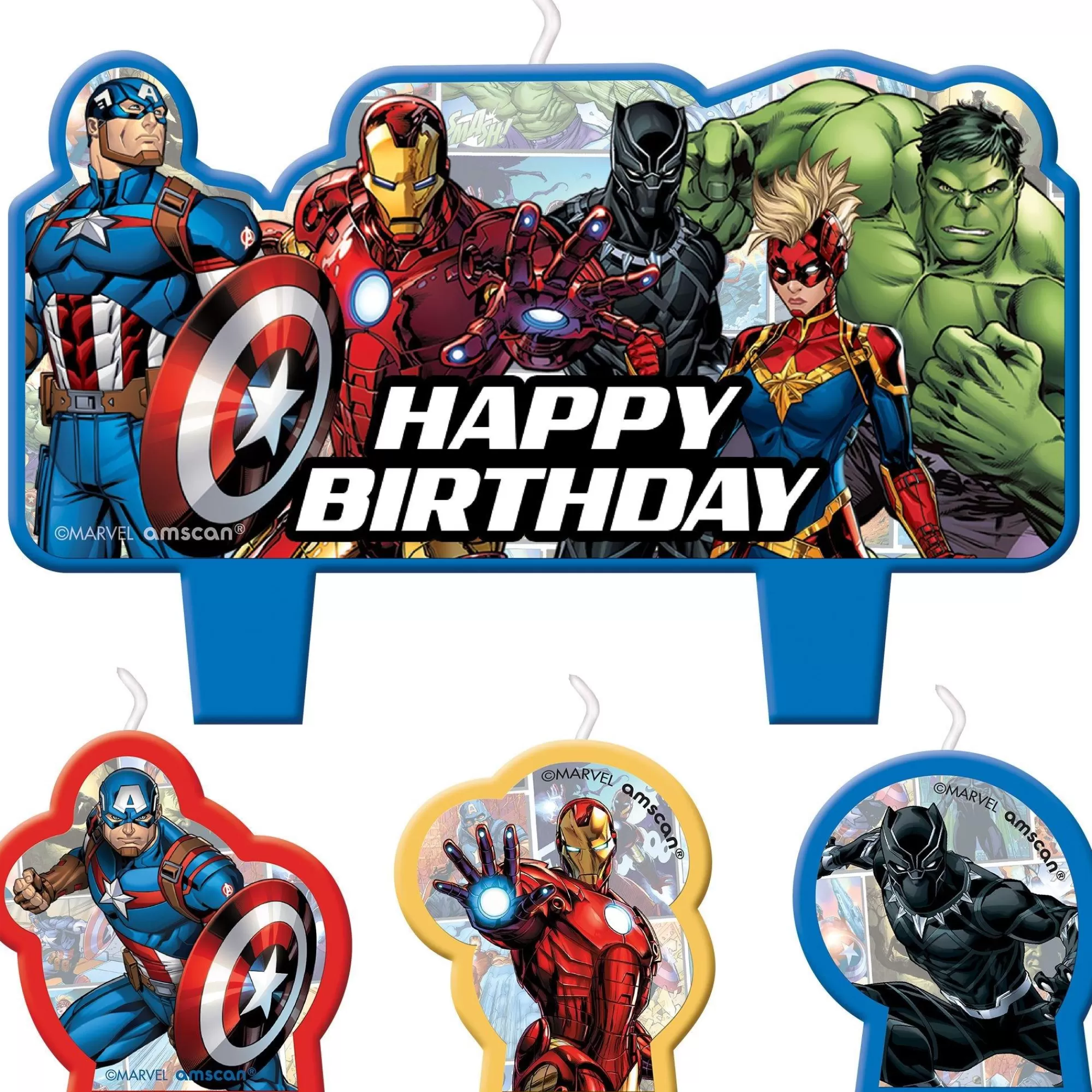 Marvel Baking Supplies- Powers Unite Birthday Candles 4Ct