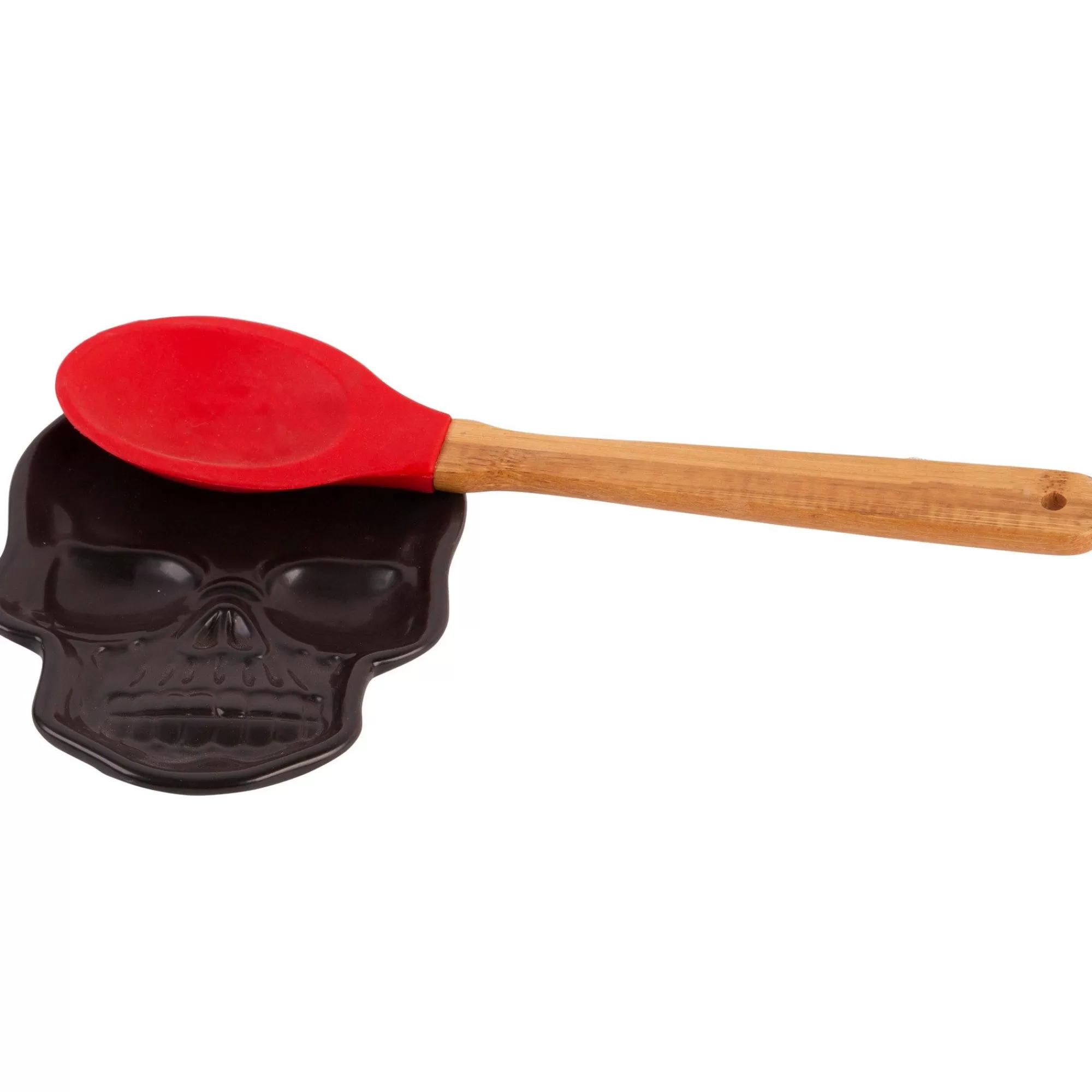 Party City Boneyard Glam | Matte Black Stone Skull Spoon Rest, 4.6In X 6.3In