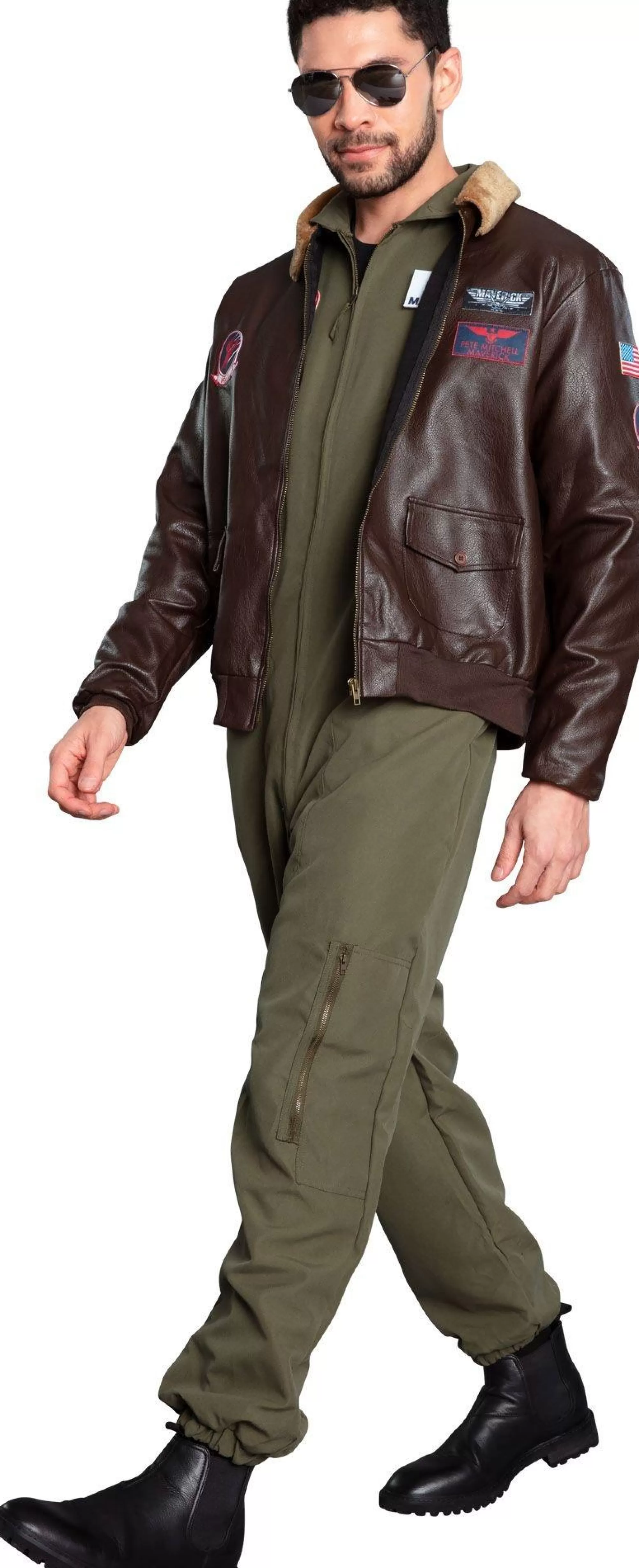Party City Decades-Maverick Flight Suit Costume For Men - Top Gun 2