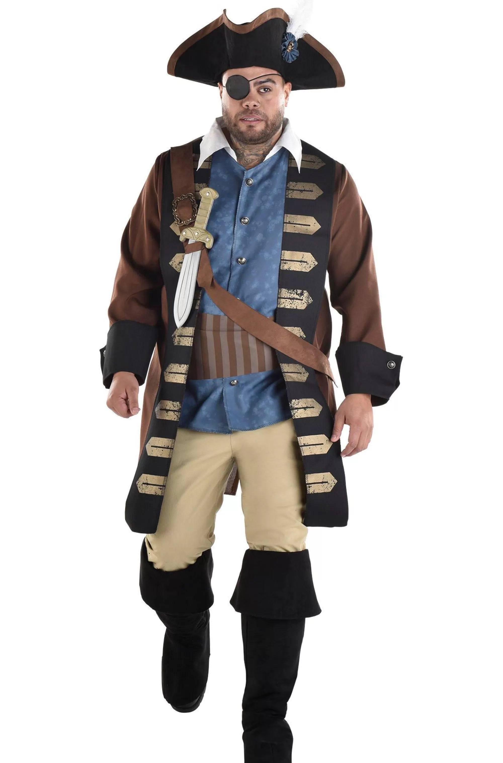 Party City Plus Size Costumes-Men's Shipwreck Pirate Plus Size Costume