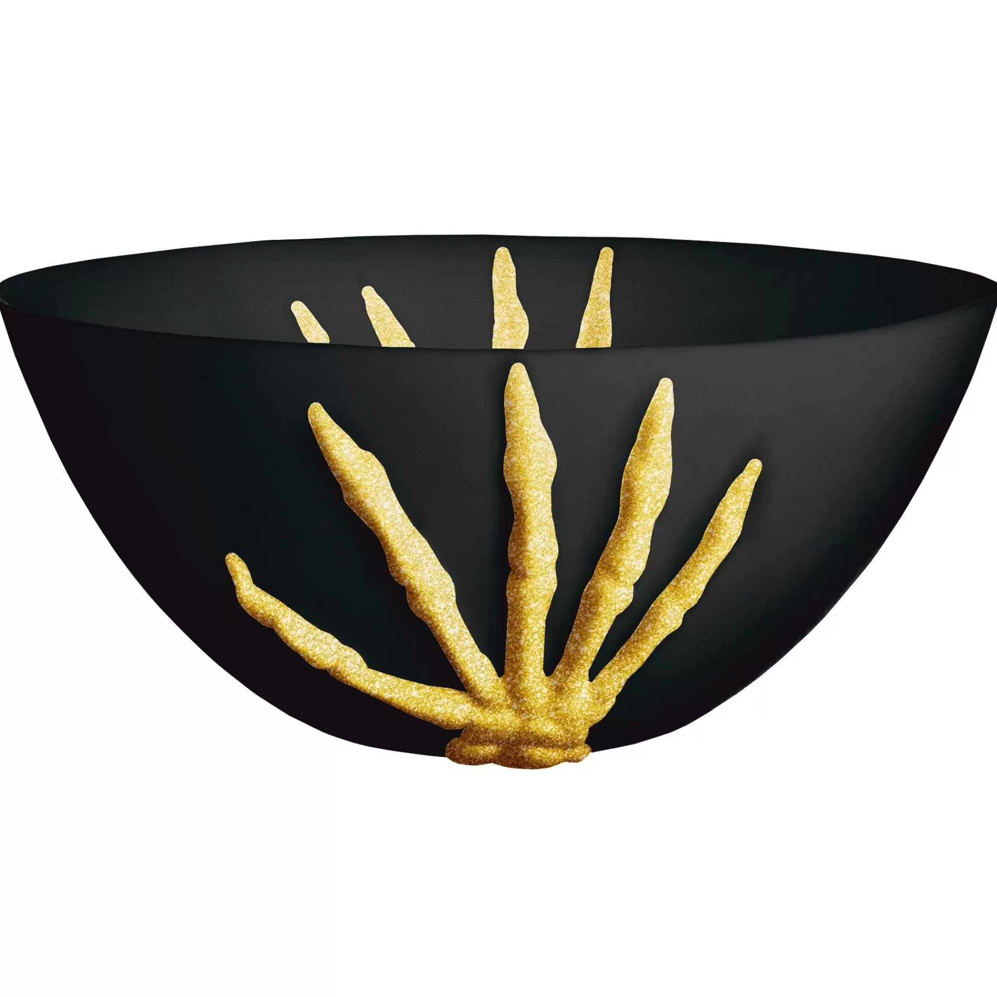 Party City Boneyard Glam | Metallic Glam Boneyard Black & Gold Skeleton Plastic Serving Bowl, 11In X 5In