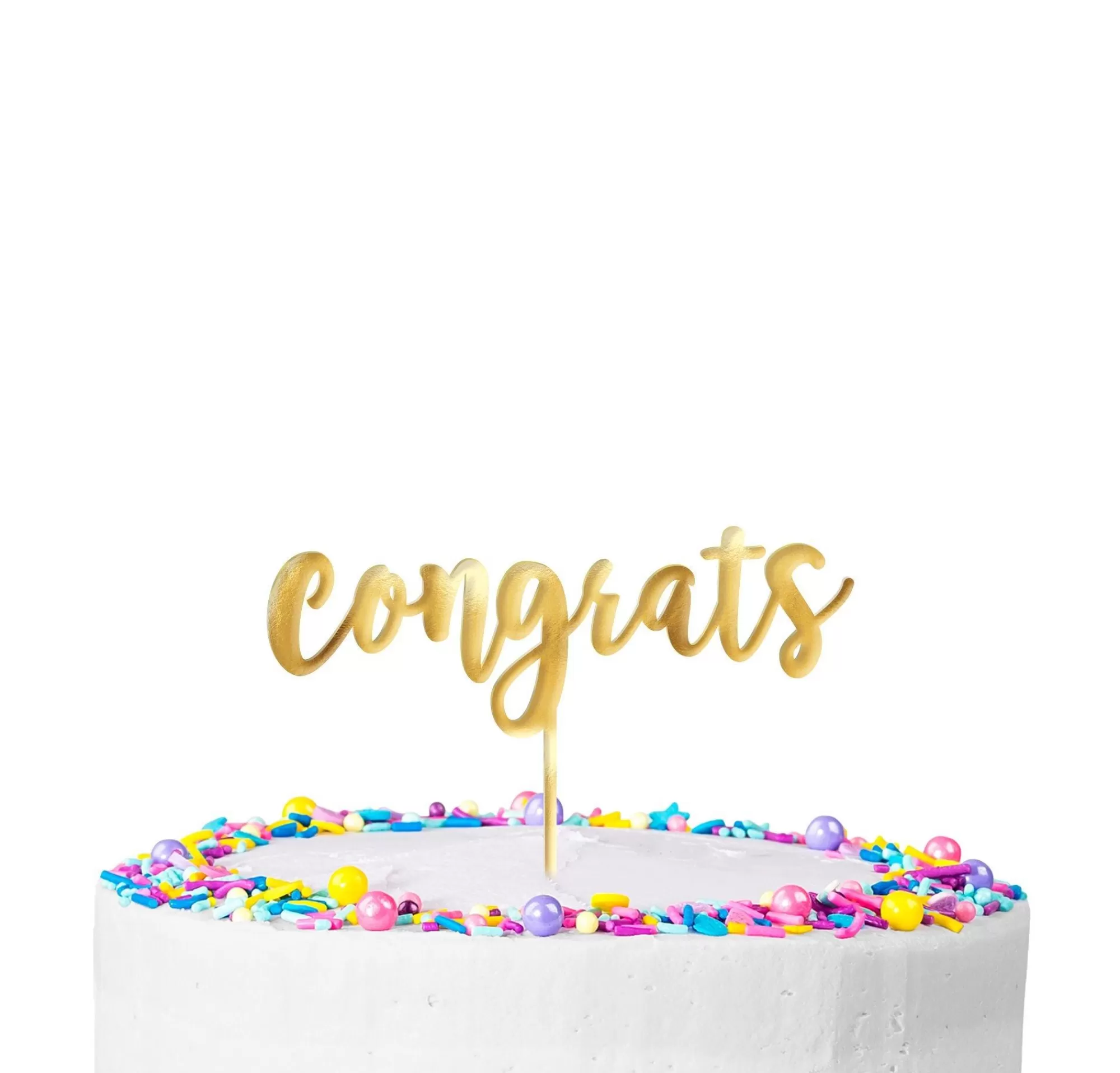 Party City Baking Supplies-Metallic Gold Congrats Cake Topper