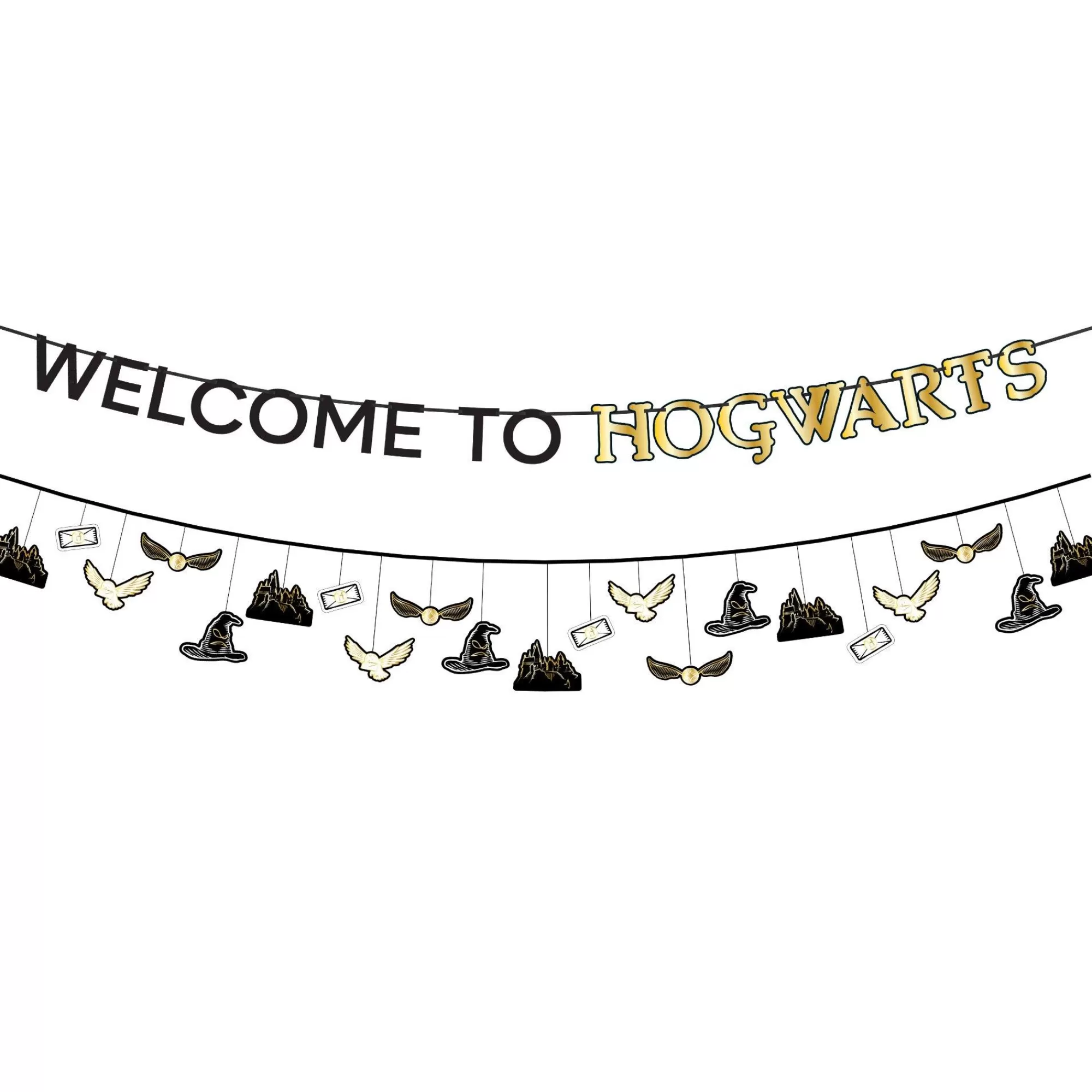 Party City Harry Potter Hogwarts | Metallic Harry Potter Cardstock Banners, 12Ft, 2Ct